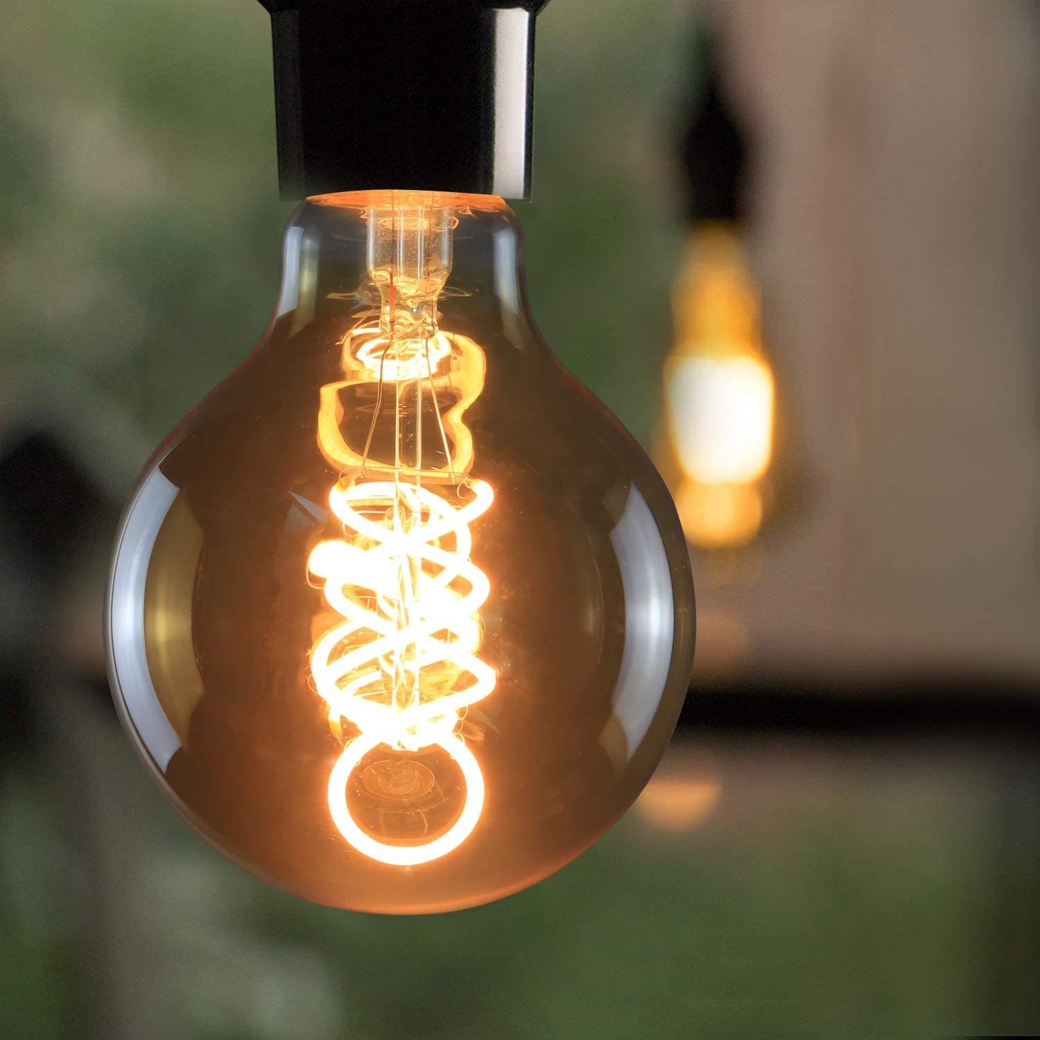 ZMH LED-Leuchtmittel Edison Glühbirne 4W, G80 Retro Kugel Glühlampe, E27, 1 St., 2200K-3500K, Dekorative Globelampen Warmweiß Filament Birne
