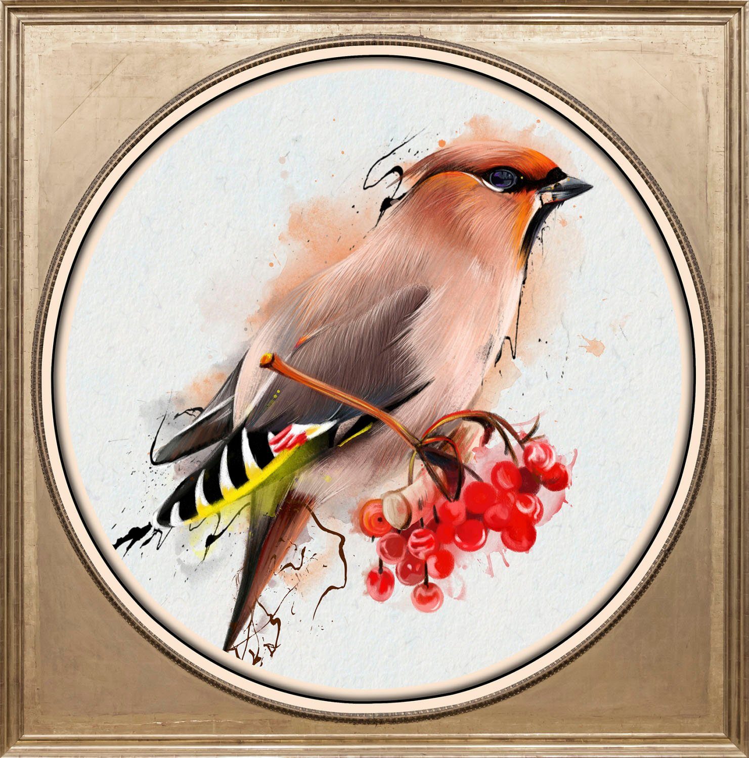 queence Acrylglasbild Vogel, Blumen, Blumenbilder, Gemälde, Kunst, Vogelbilder, Vögel, Fine Art-Print in Galeriequalität