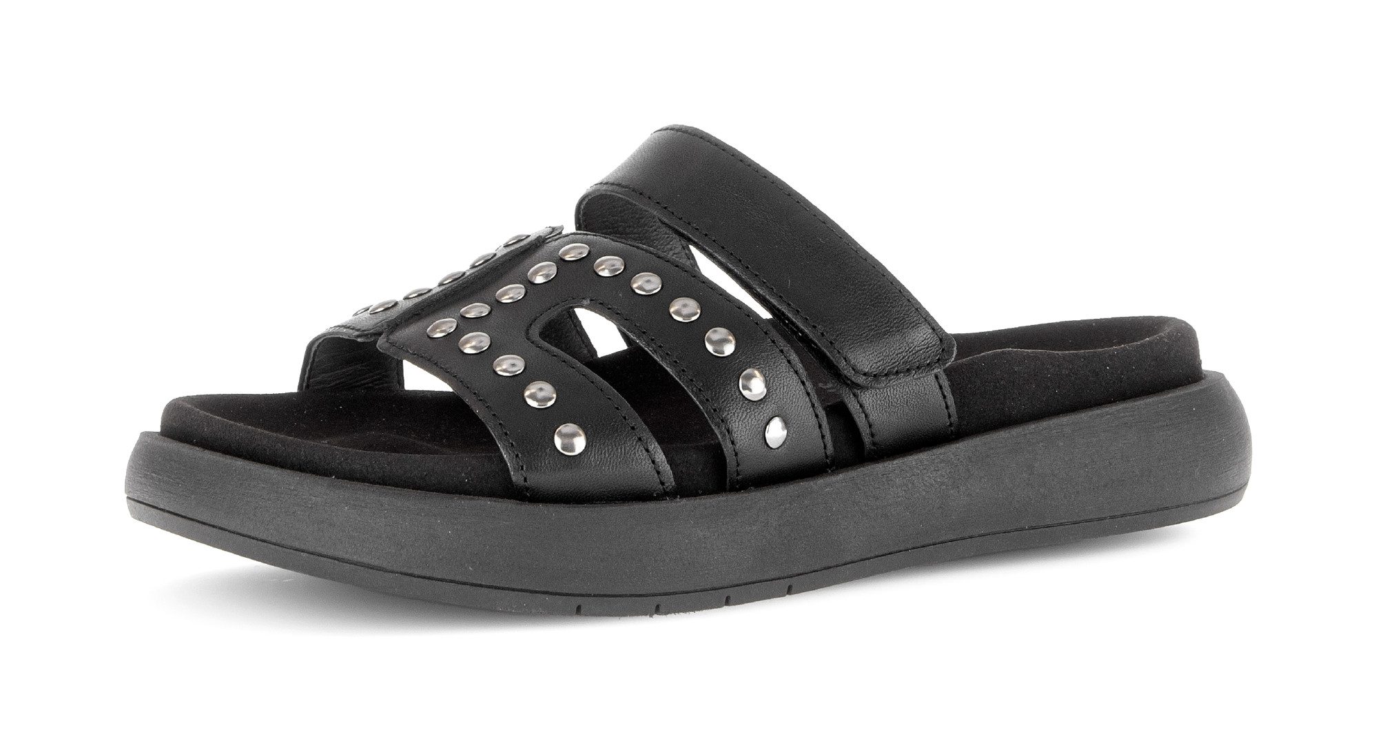 Gabor Pantolette Plateau, Sommerschuh, Schlupfschuh mit glänzenden Nieten besetzt