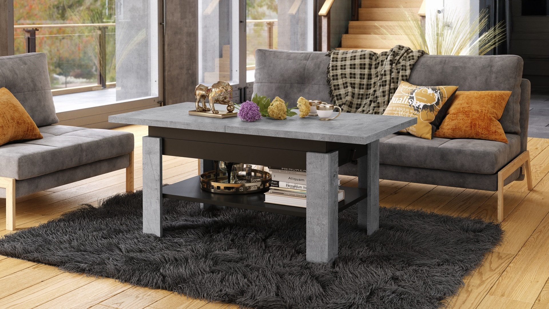 designimpex Couchtisch Design Rio stufenlos höhenverstellbar 55 - 67cm ausziehbar 130 - 170cm