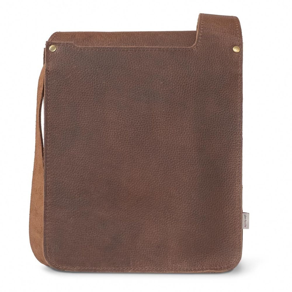 Jahn-Tasche Schultertasche Umhängetasche Gr. M, A4 Hoch-Format, Leder Braun, Jahn-Tasche 685