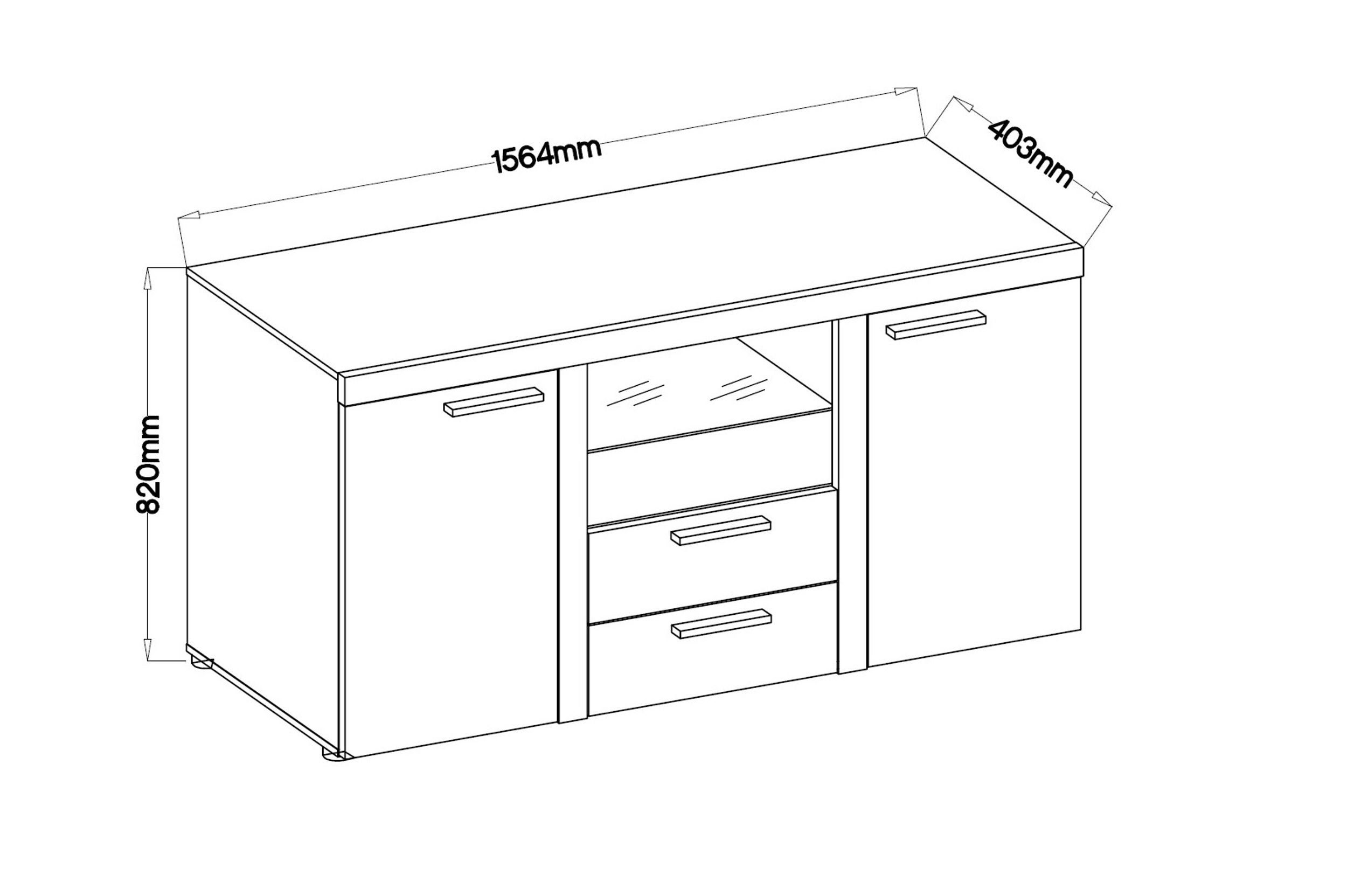 Küchen-Preisbombe Kommode Rumba Wohnwand Wohnzimmer Anbauwand Sonoma Eiche matt