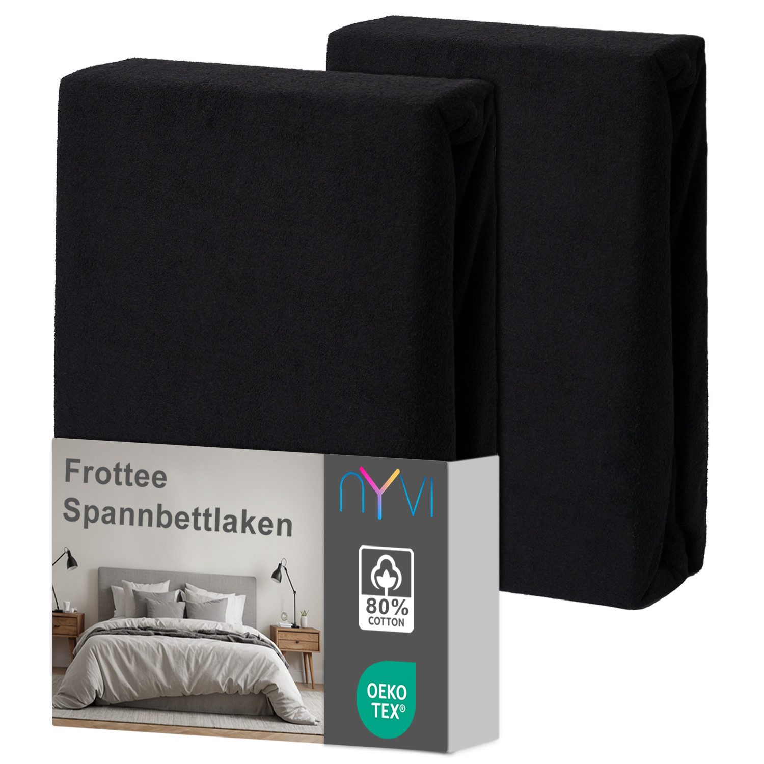 NYVI Spannbettlaken Spannbettlaken DreamScience Frottee für Matratzen bis 22 cm Höhe, Frottee, Gummizug: rundum, (2 Stück), Warm und Kuschelig, hohe Feuchtigkeitsaufnahme, schnell trocknend