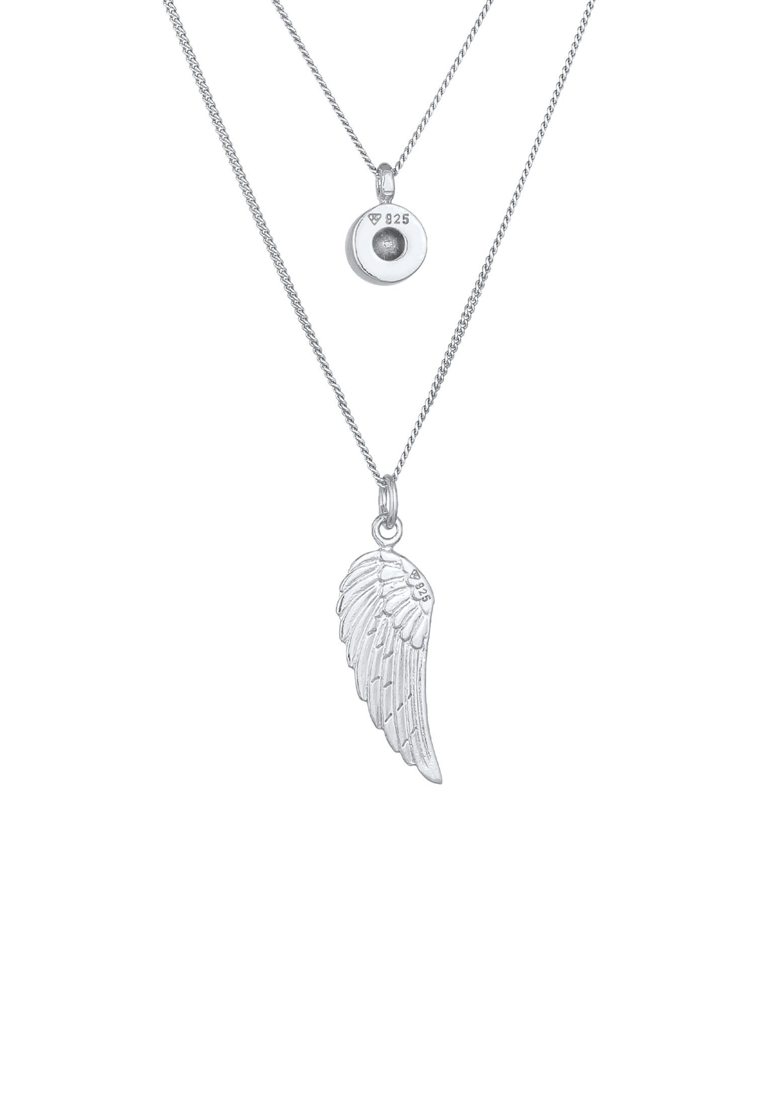 Damen Schmuck Elli Ketten-Set Layer Flügel Symbol Kristall 925 Silber, Flügel