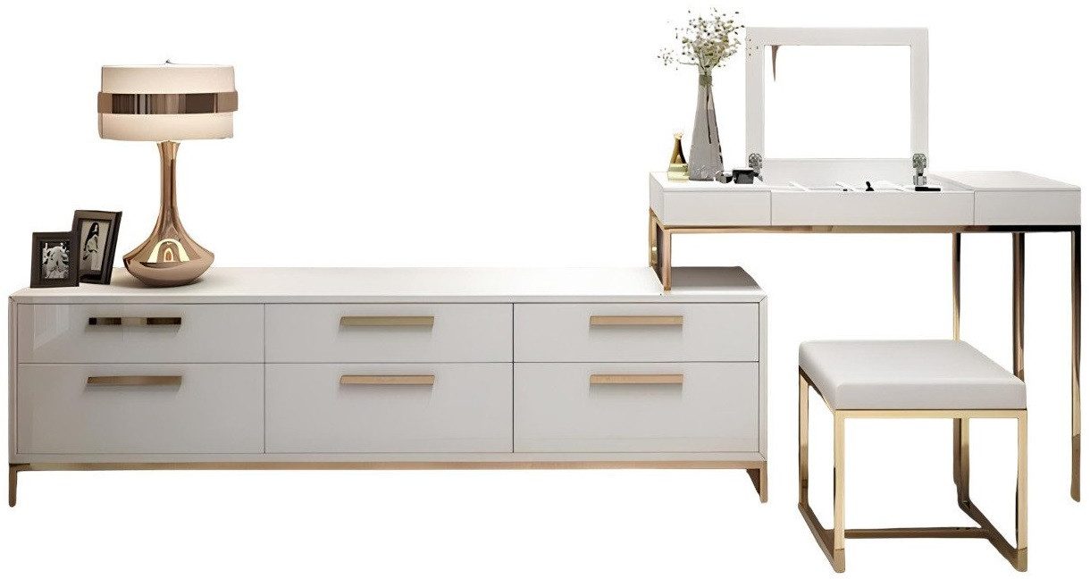 Xlmoebel Kombikommode Eleganter Schminktisch aus Holz mit Spiegel und Stauraum (Kommode + Schminktisch, 2 St., Kommode + Schminktisch), Hergestellt in Europa