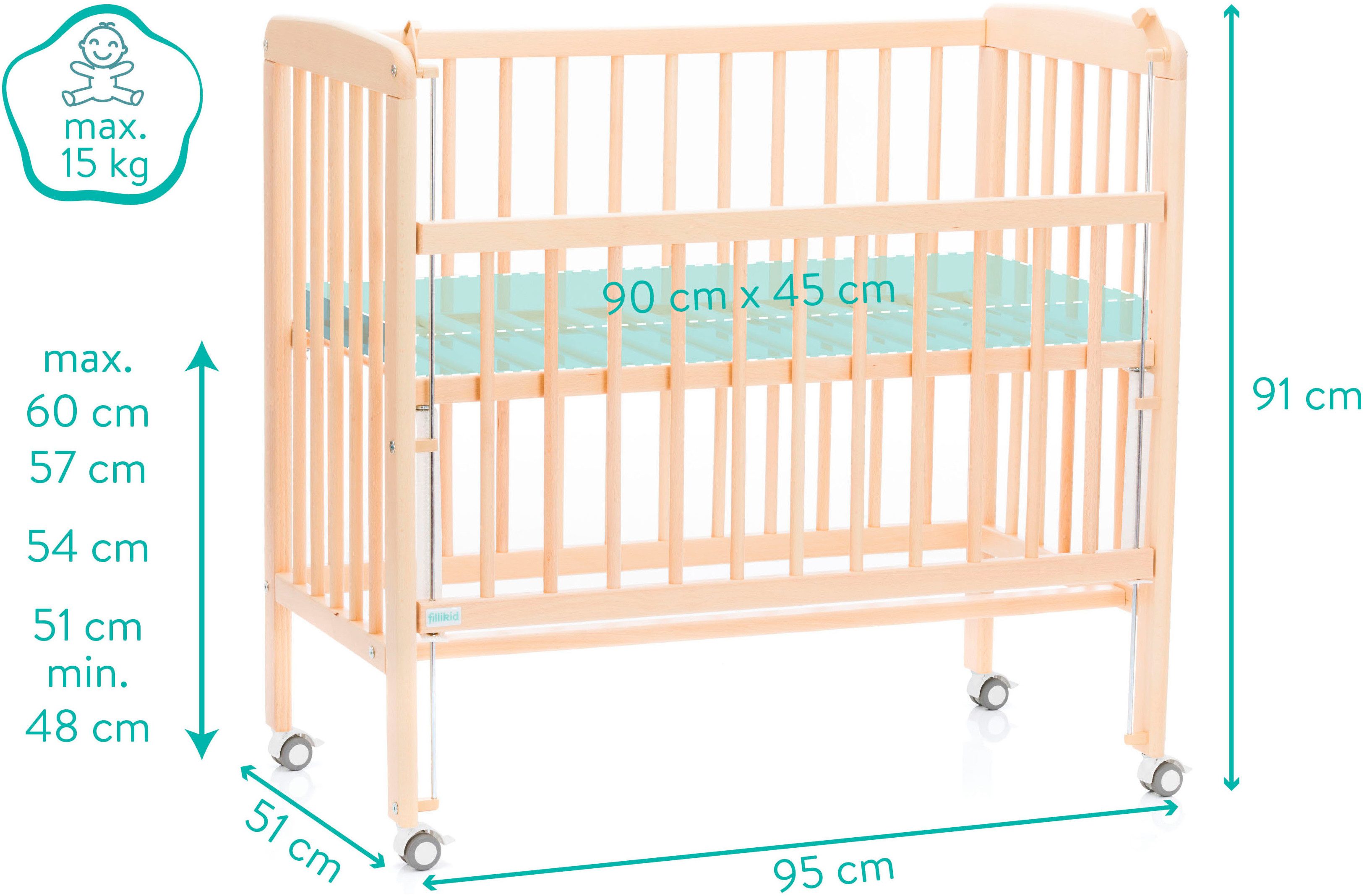Fillikid Beistellbett Nino, inkl. Matratze; Made in Europe