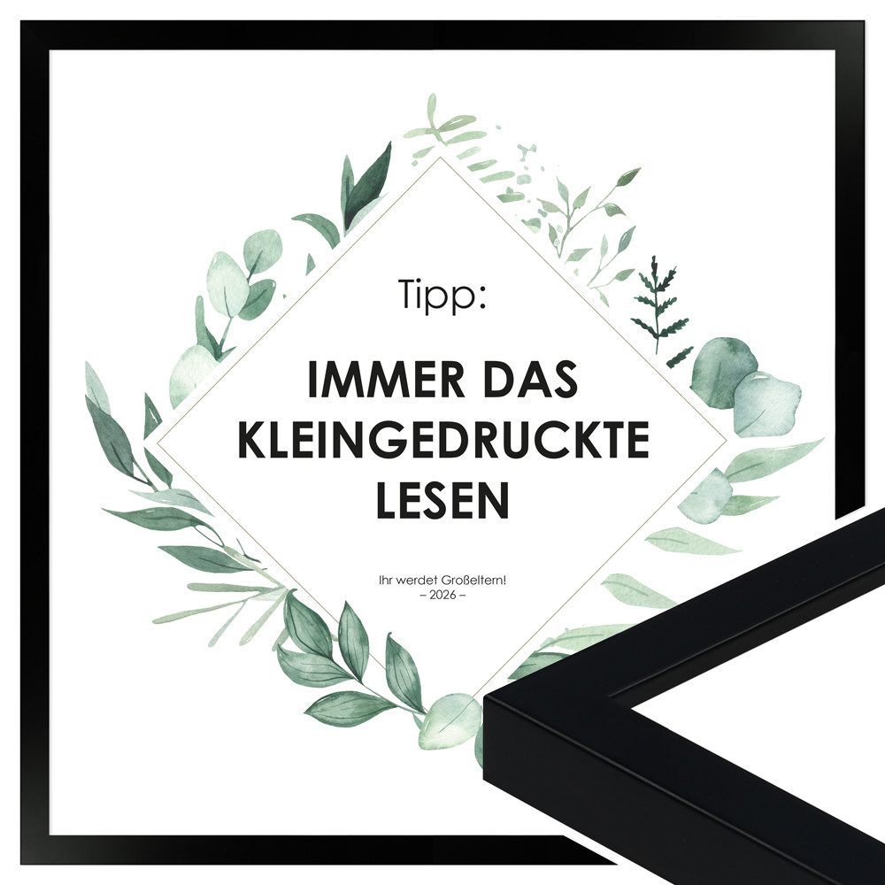 WANDStyle Bild mit Rahmen Immer das Kleingedruckte lesen, 2026, Плакат 20x20 cm