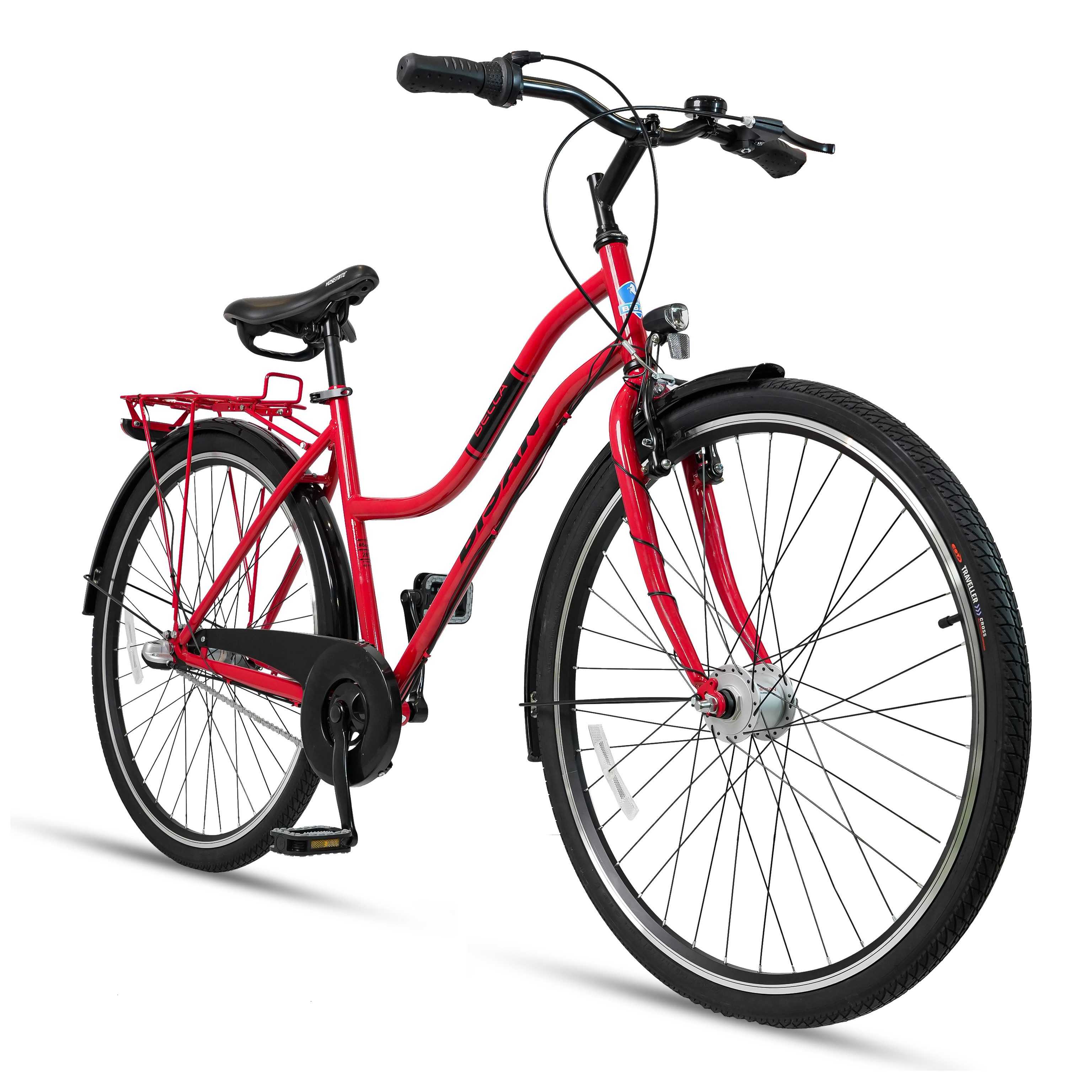 Bisan Cityrad BELLA 24-28 Zoll Cityrad, Shimano Nabendynamo, LED Beleuchtung, 3 Gang Shimano Shimano Nexus SG-3C41 Schaltwerk, Nabenschaltung, Shimano Nabendynamo ohne fühlbaren Widerstand