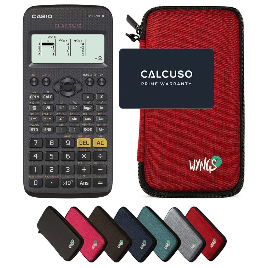 CASIO Taschenrechner fx-82DE X ClassWiz inkl. WYNGS Schutztasche Rot
