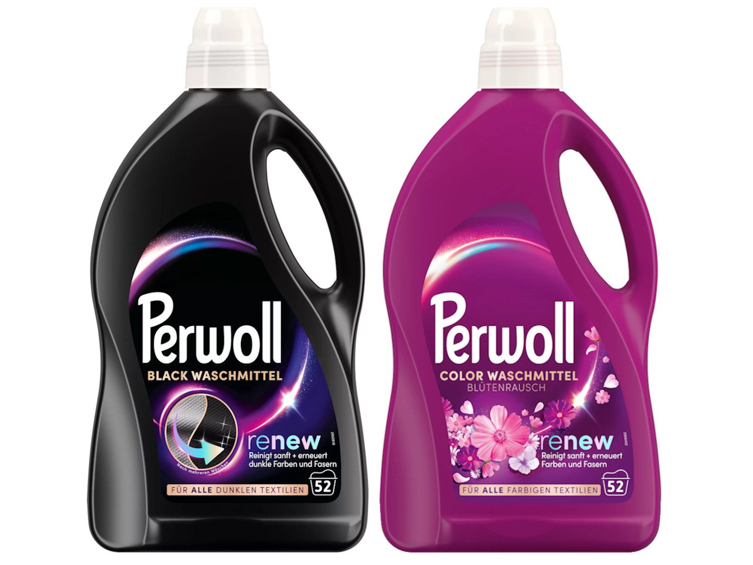 Perwoll Black & Color Blütenrausch 2 x 52 WL (104WL) Colorwaschmittel (Vorrats-Set, [2-St. Flüssigwaschmittel mit Dreifach-Renew-Technologie - für bunte & dunkle Wäsche)