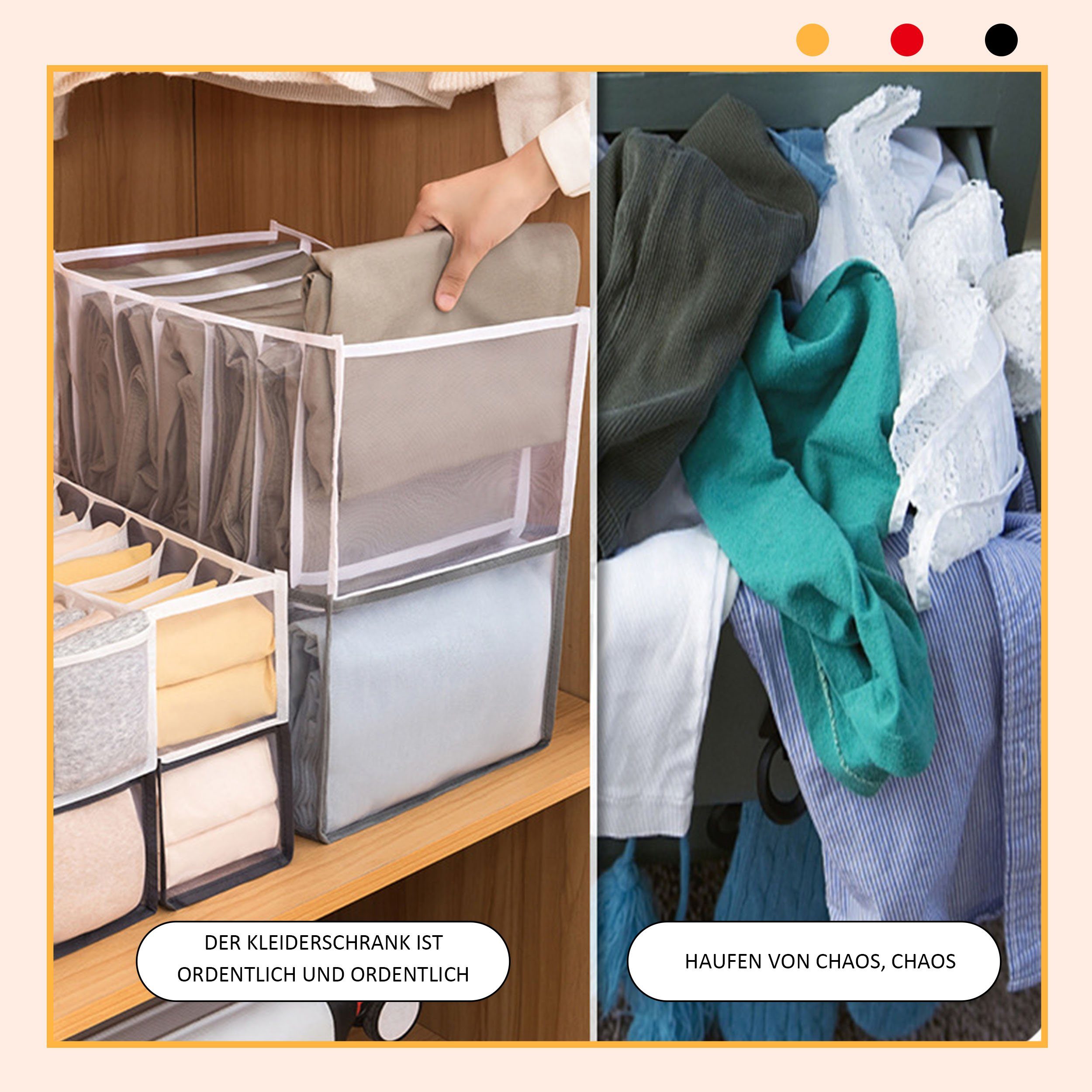 MAGICSHE Badorganizer Kleideraufbewahrung, Schrank Organizer, Ordnungssystem  Kleiderschrank Socken & Unterwäsche