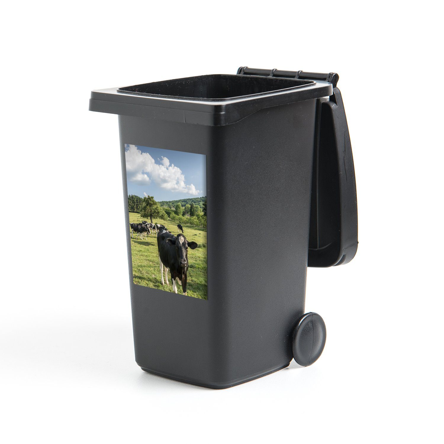 MuchoWow Wandsticker Kühe - (1 Belgien Gras Abfalbehälter Mülleimer-aufkleber, Container, - Mülltonne, Sticker, St)