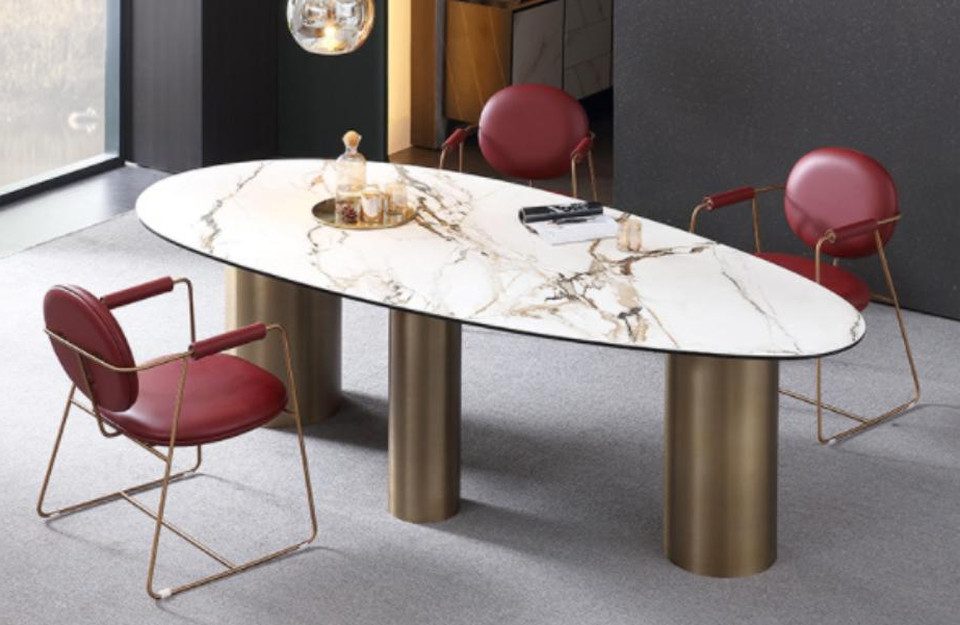 Xlmoebel Esstisch Ovaler Esstisch aus Edelstahl mit modernem Design (1-St., Esstisch), Hergestellt in Europa