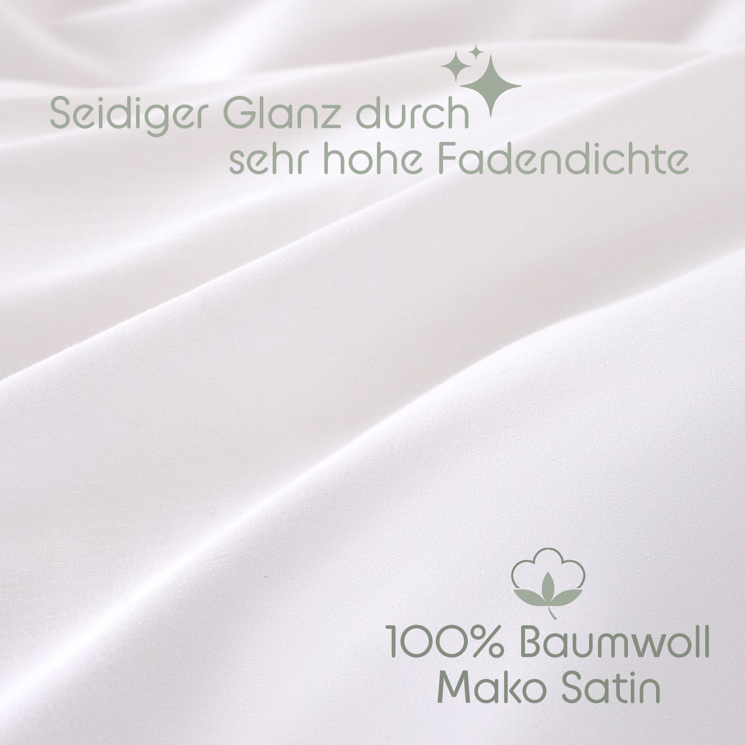 Blumtal Bettwäsche Premium Oeko Tex Zertifizierte Satin Bettwäsche, Mako-Satin, 2 teilig, aus 100% Baumwolle - Edle Glanzoptik Bettwäsche – Bild 4 von 5