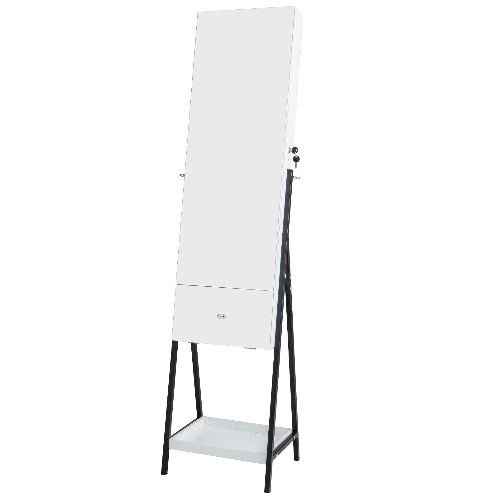 COSTWAY Schmuckschrank mit Spiegel, LED & abschließbarer Tür, stehend,braun günstig online kaufen