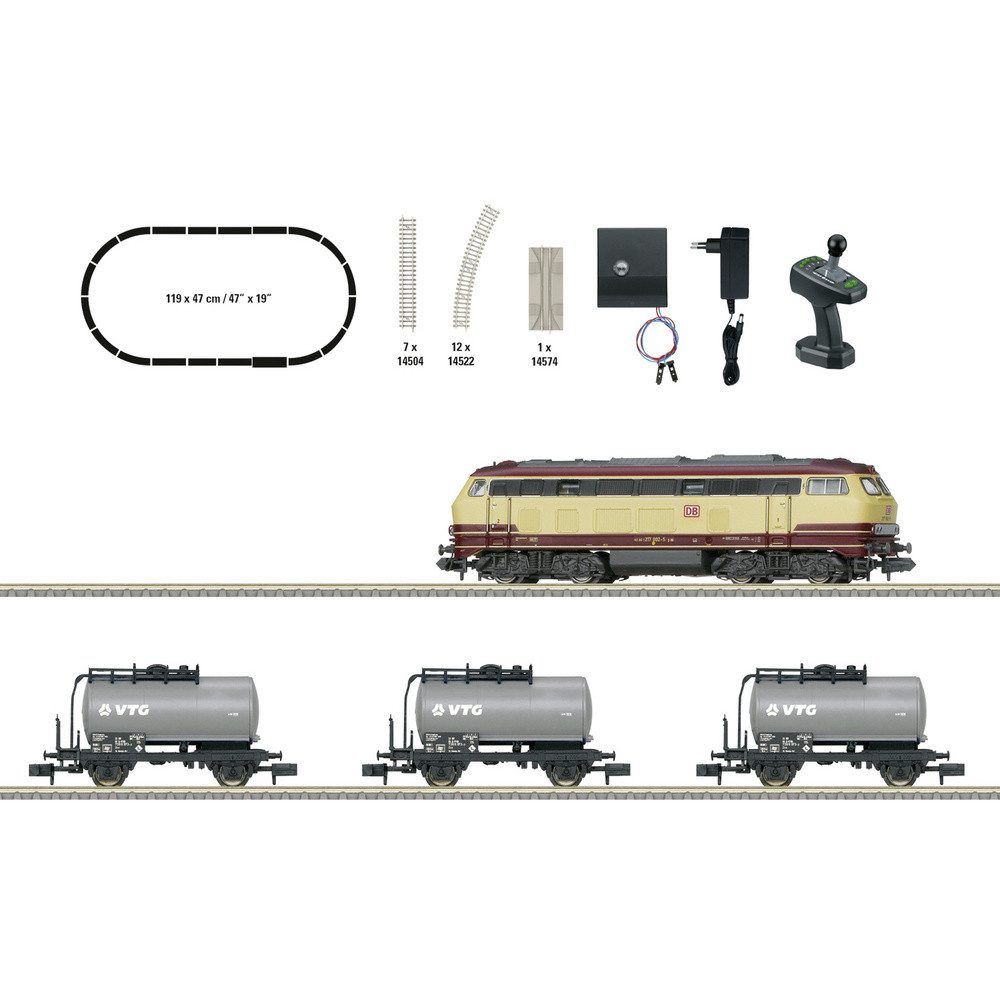 MiniTrix Modelleisenbahn Startpaket MiniTrix T11160 Digital-Startpackung Güterzug mit Baureihe 217