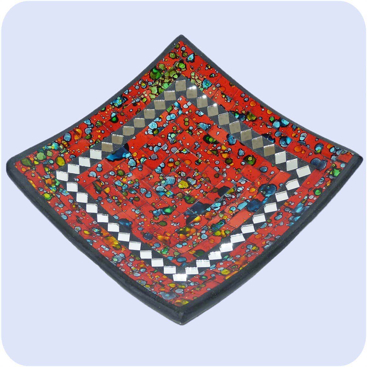 SIMANDRA Dekoschale Mosaik Schale Quadrat mit Rot Spiegel ca. B: cm 15