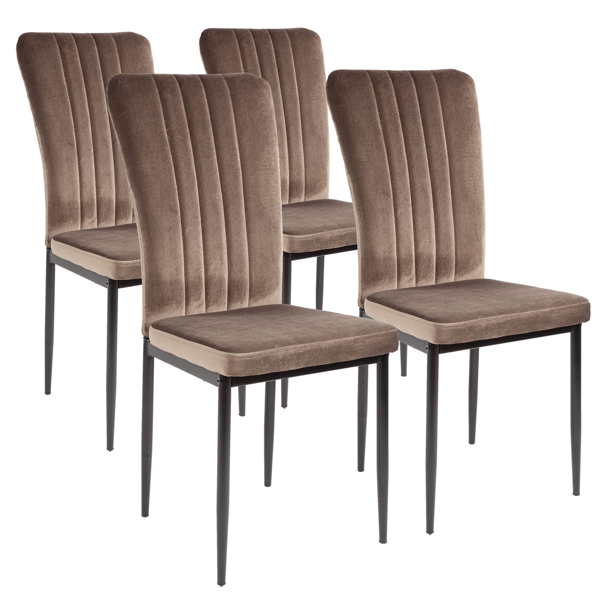 Albatros International Esszimmerstuhl Esszimmer Stühle 4 er Set MODENA, Stuhl Stühle Esszimmerstühle, Küche (4er Set, Braun, Samt Bezug), Küchenstuhl Küchenstühle Essstühle für den Esstisch Ess Stühle