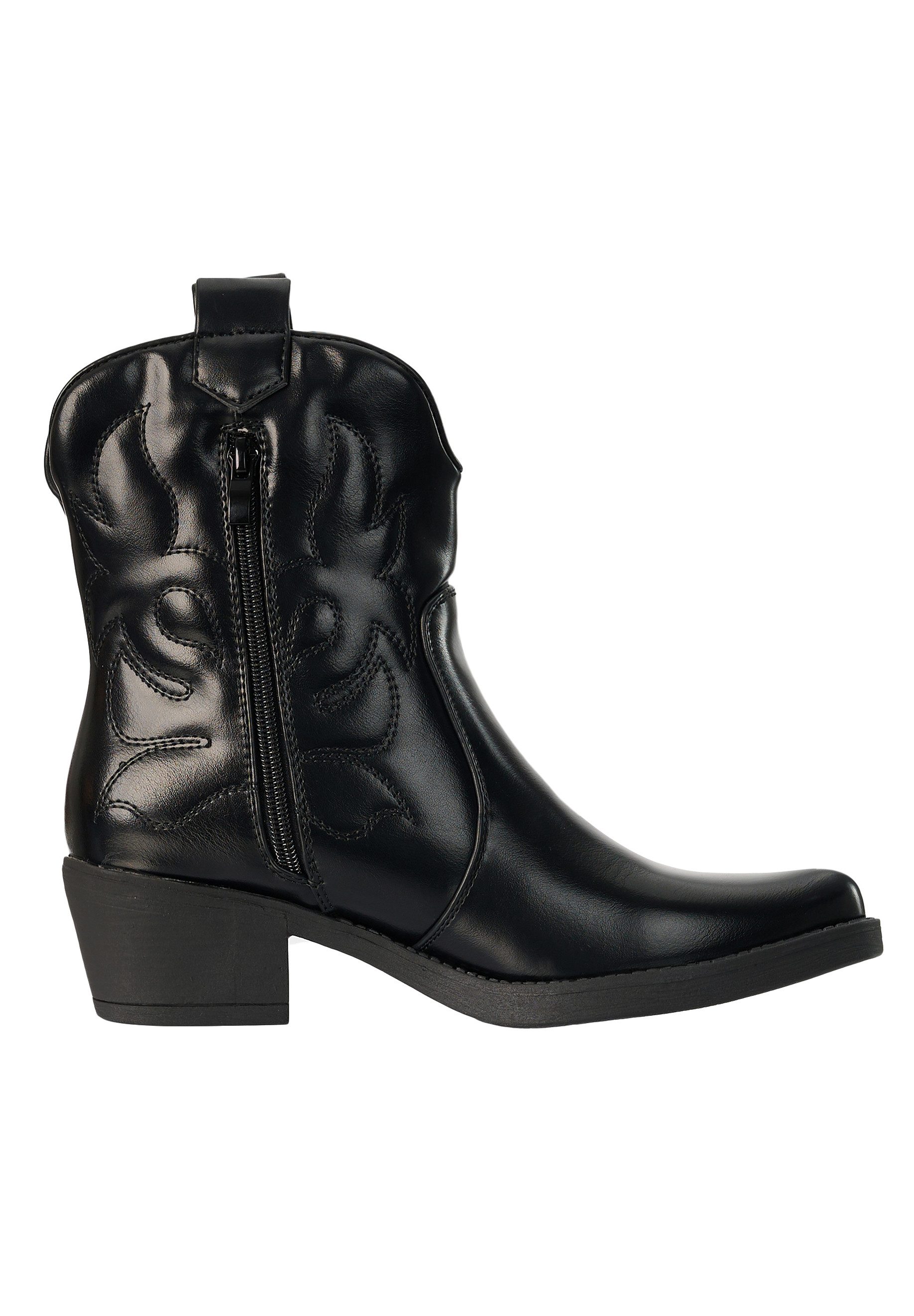 Salinyang Damen Western Cowboy Boots mit Ziernähten und Blockabsatz Stiefelette