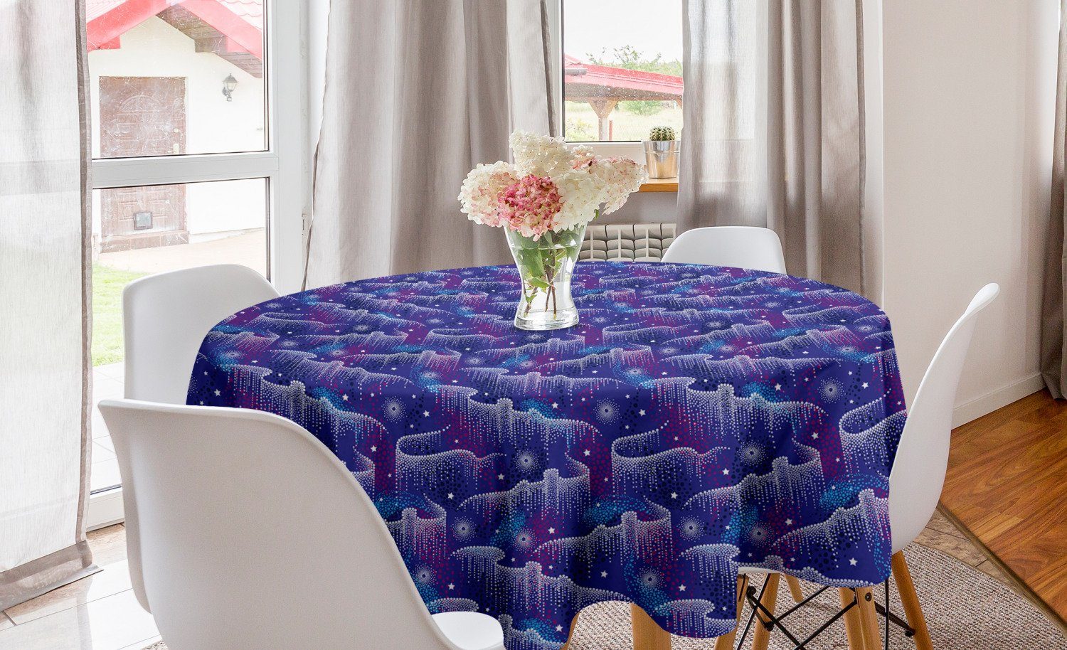 Abakuhaus Tischdecke Kreis Tischdecke Abdeckung für Esszimmer Küche Dekoration, Abstrakt Aurora Borealis Inspired