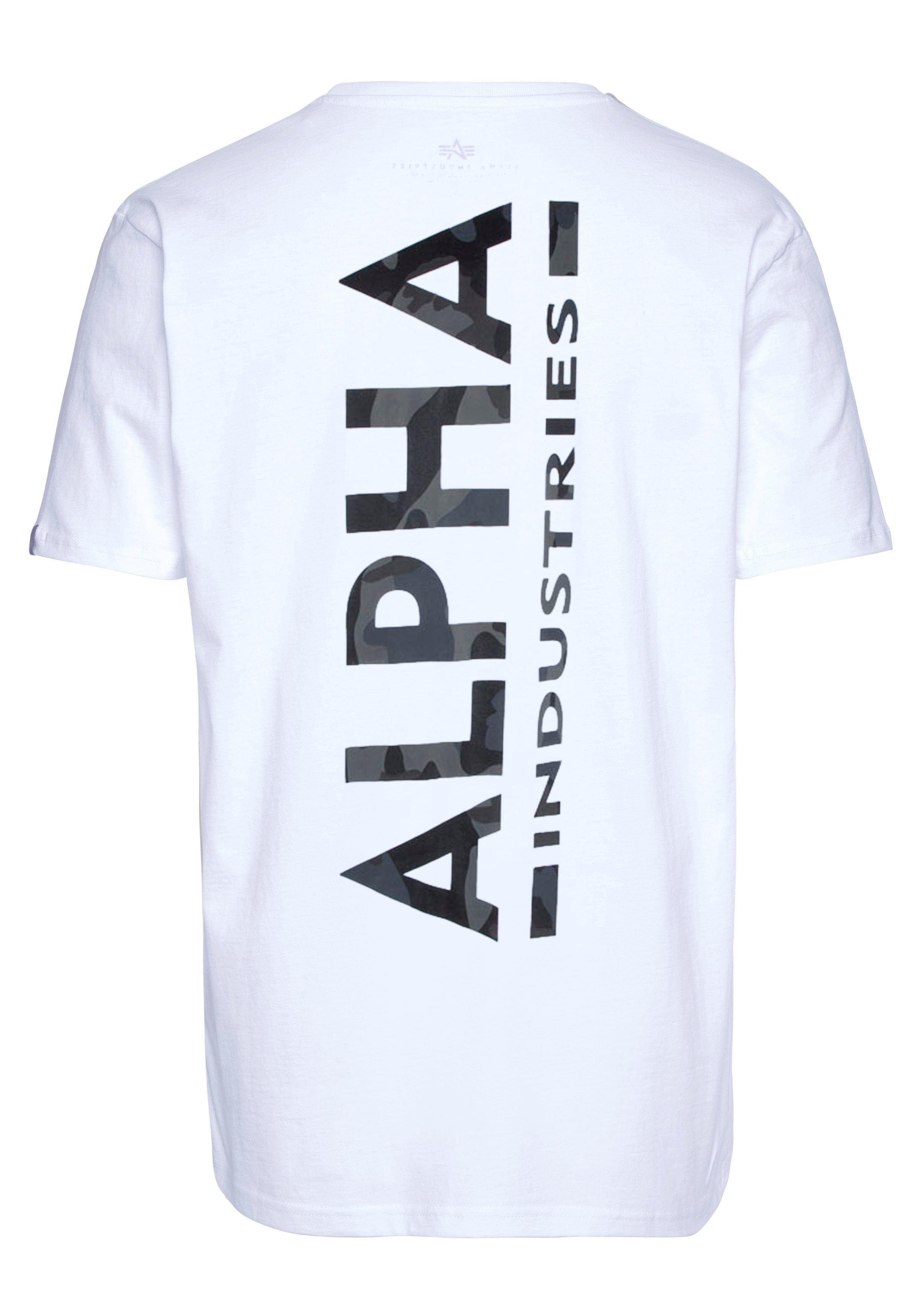Tee Alpha Camo Print white/black Rundhalsshirt Industries Back