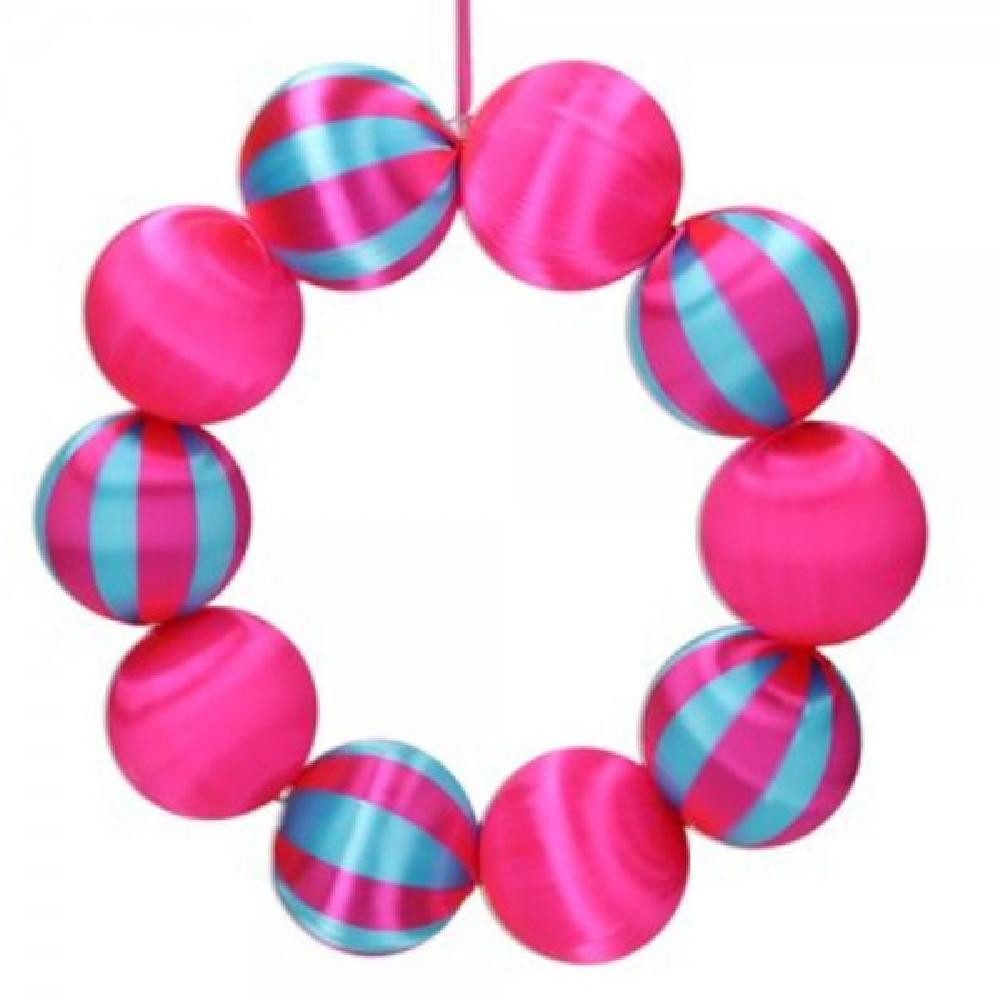 Giftcompany Weihnachtsbaumkugel Türkranz Chinois Streifen Pink Türkis