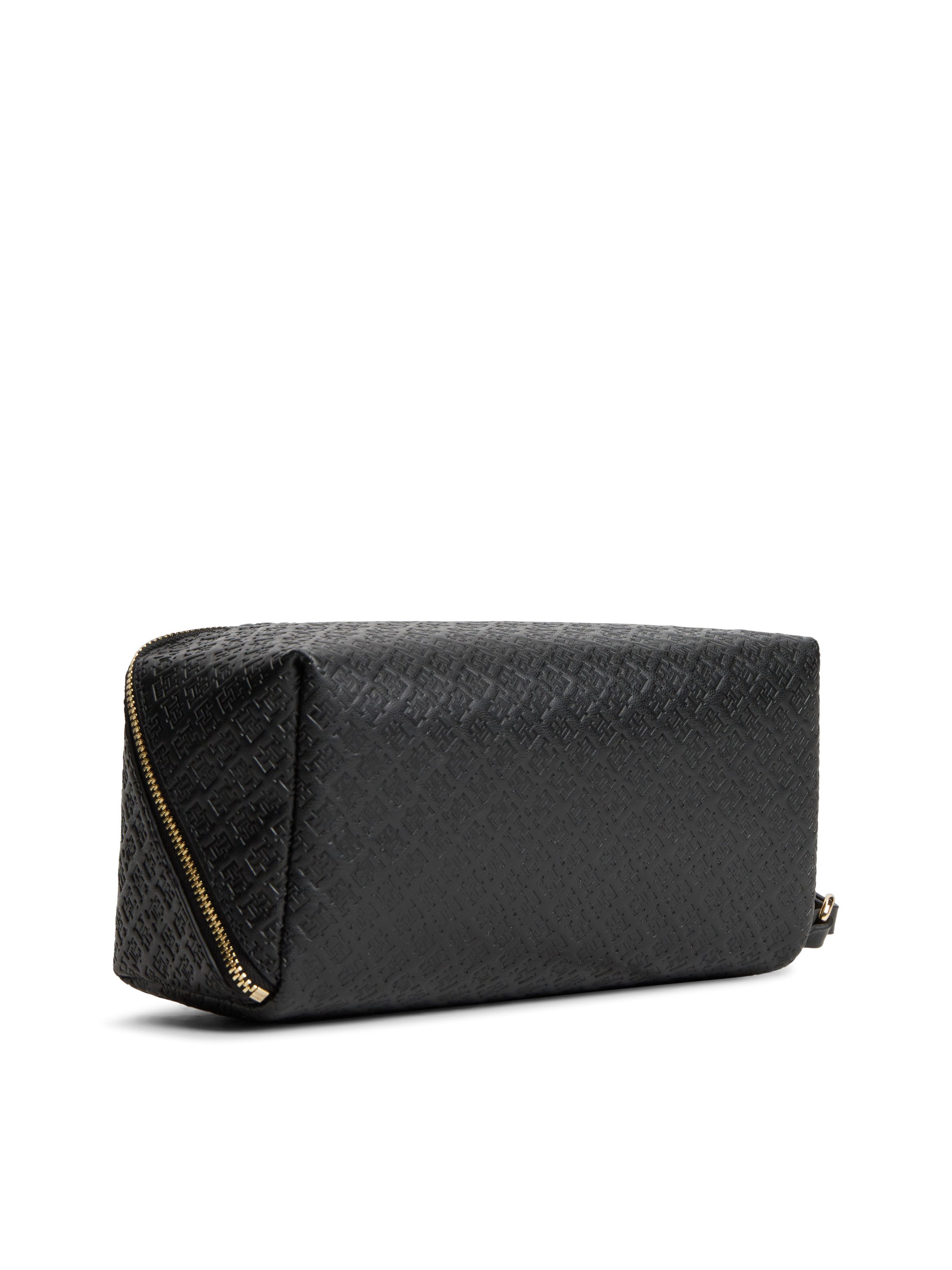 Tommy Hilfiger Kulturbeutel TH ICON DOUBLE WASHBAG MONO, Unisex Waschbeutel, Kosmetiktasche mit Allover-Logoprägung