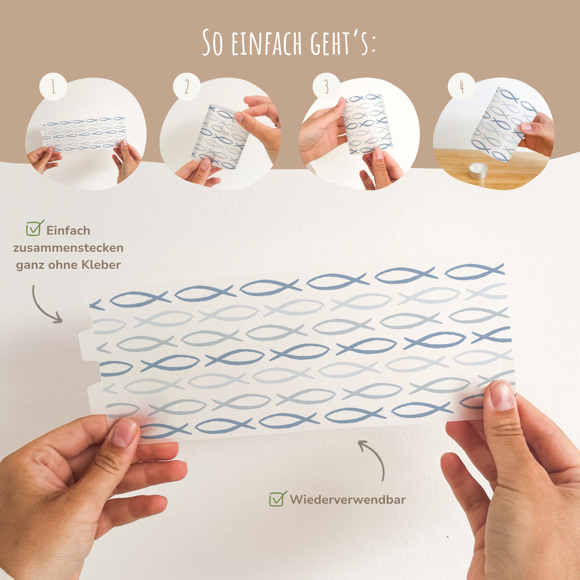 MeinBaby123® Papierdekoration 10 Windlichter Taufe, Taufe Deko, Taufe Windlicht, Lichthülle Taufe, Windlicht Taufe, Deko für die Taufe, Tischdeko für die Taufe