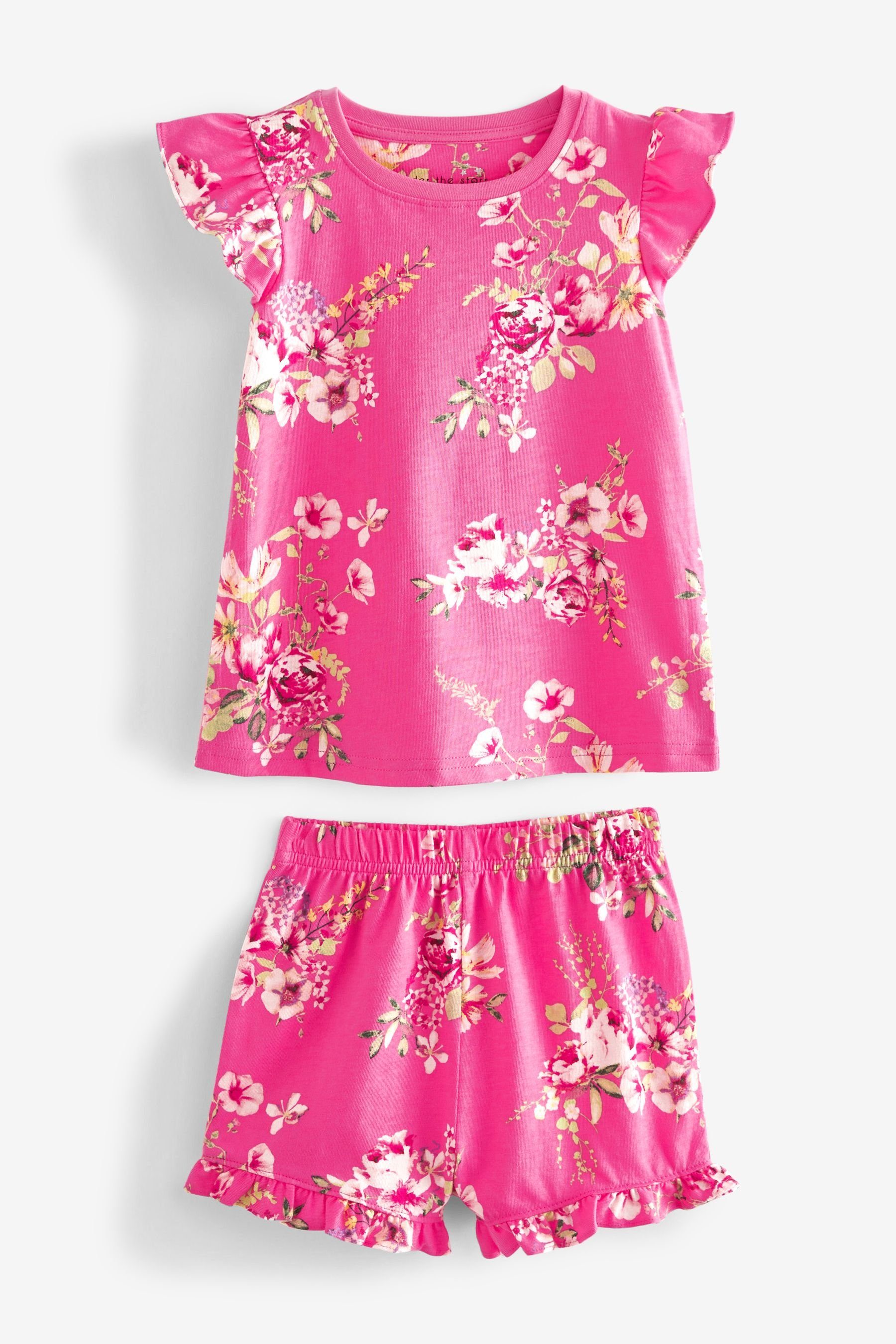 Next Kurze 3er-Pack Pyjama Pink/Blue tlg) Floral Schlafanzüge, (6