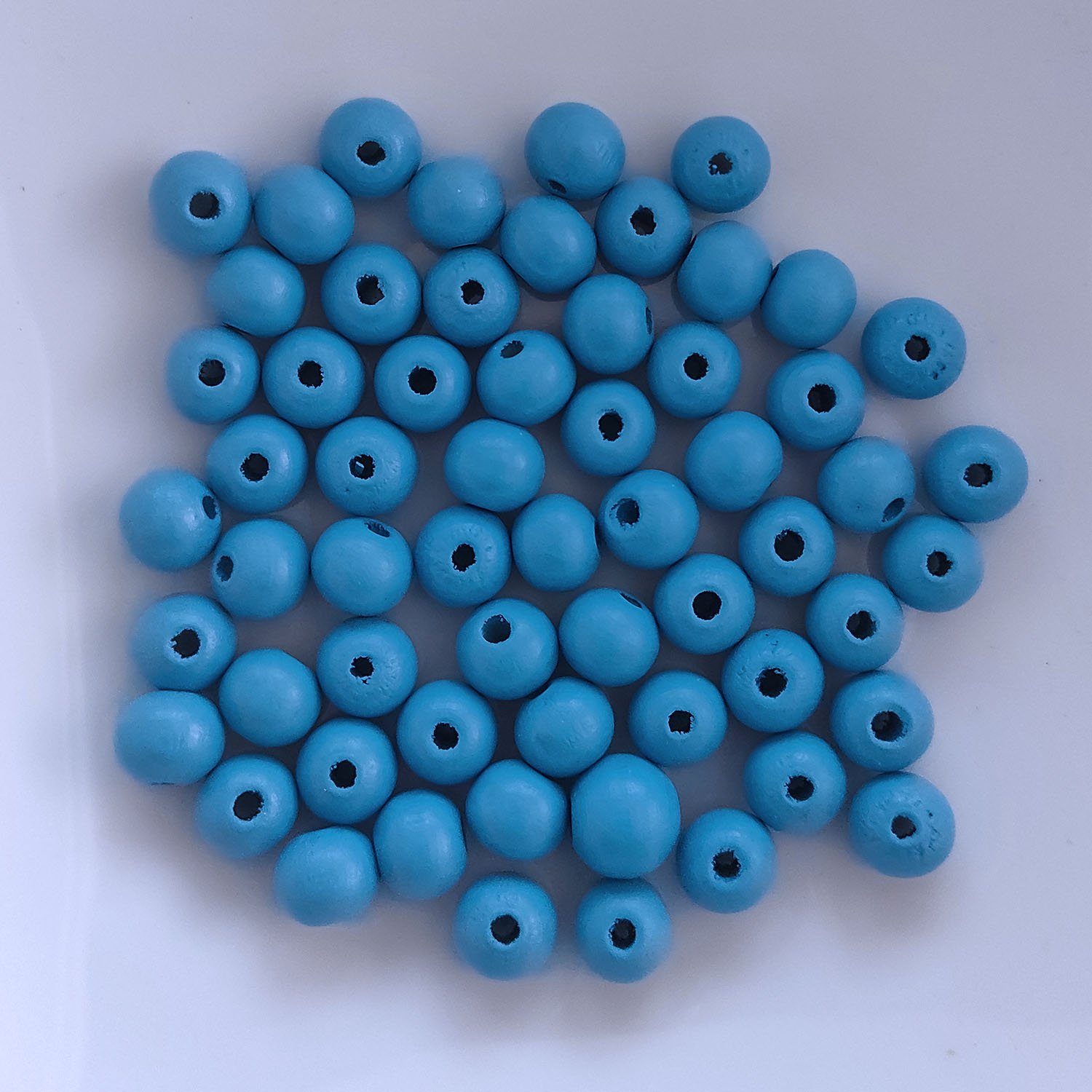 Kopper-24 Bastelperlen Holzperlen rund, 60 Stück, 10 mm, Blau