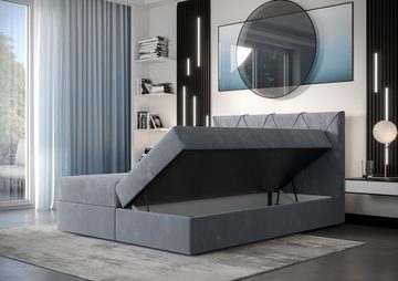 yourhouse24 Boxspringbett Altea mit 2 Bettkästen, Doppelbett mit Bonell-Matratze + Topper