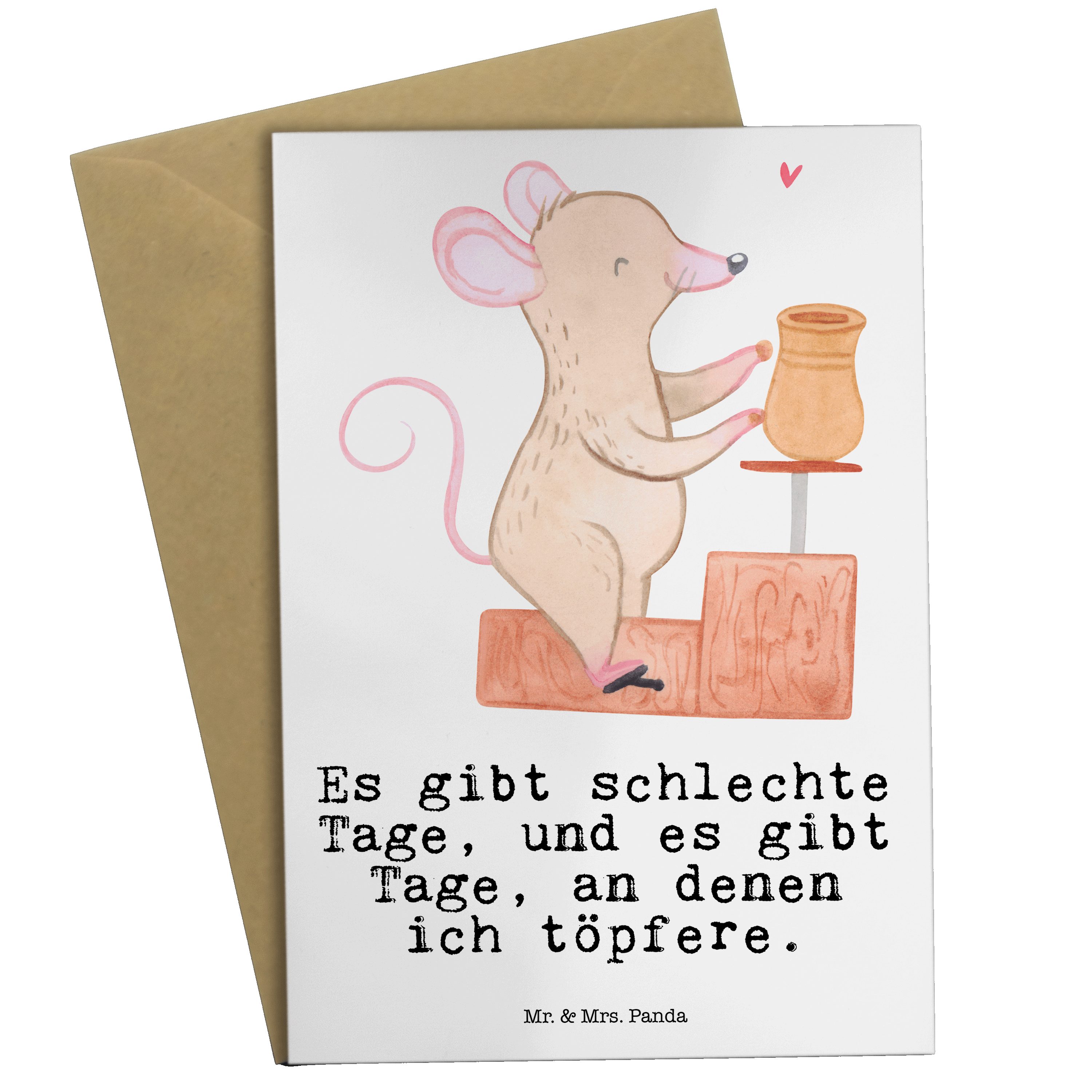 Mr. & Mrs. Panda Grußkarte Maus Töpfern Tage - Weiß - Geschenk, Hochzeitskarte, Auszeichnung, Tö