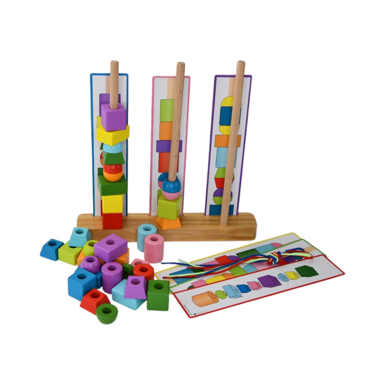 Zayno Greifspielzeug Stapel-, Steck- und Fädelspiel "Türmchenbaumeister" (Packung, 1-tlg., Beflügelt die Fantasie deines Kindes), Begeisternd eigenständig beschäftigen.