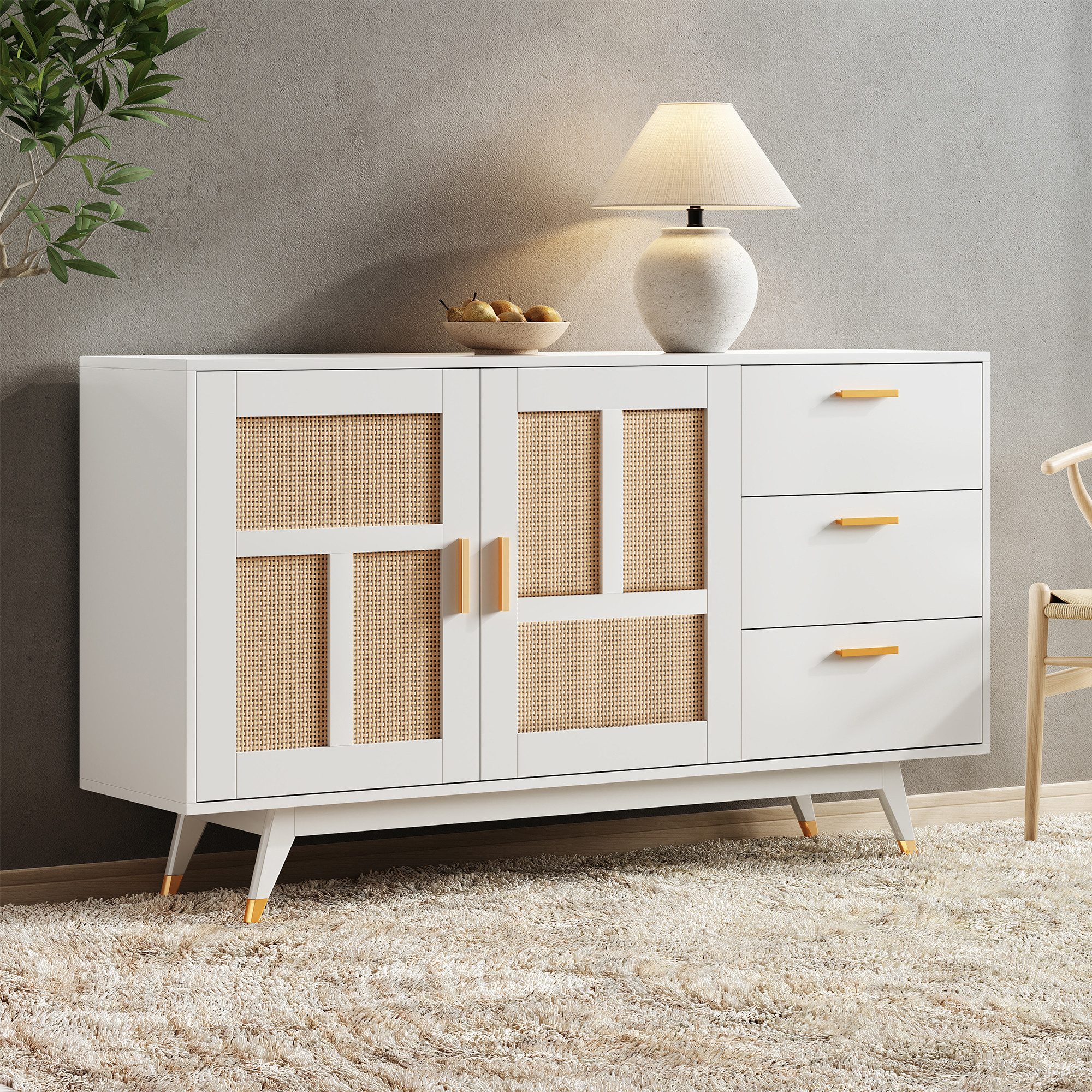 HAUSS SPOLE Sideboard Rattan Schrank mit günstig online kaufen