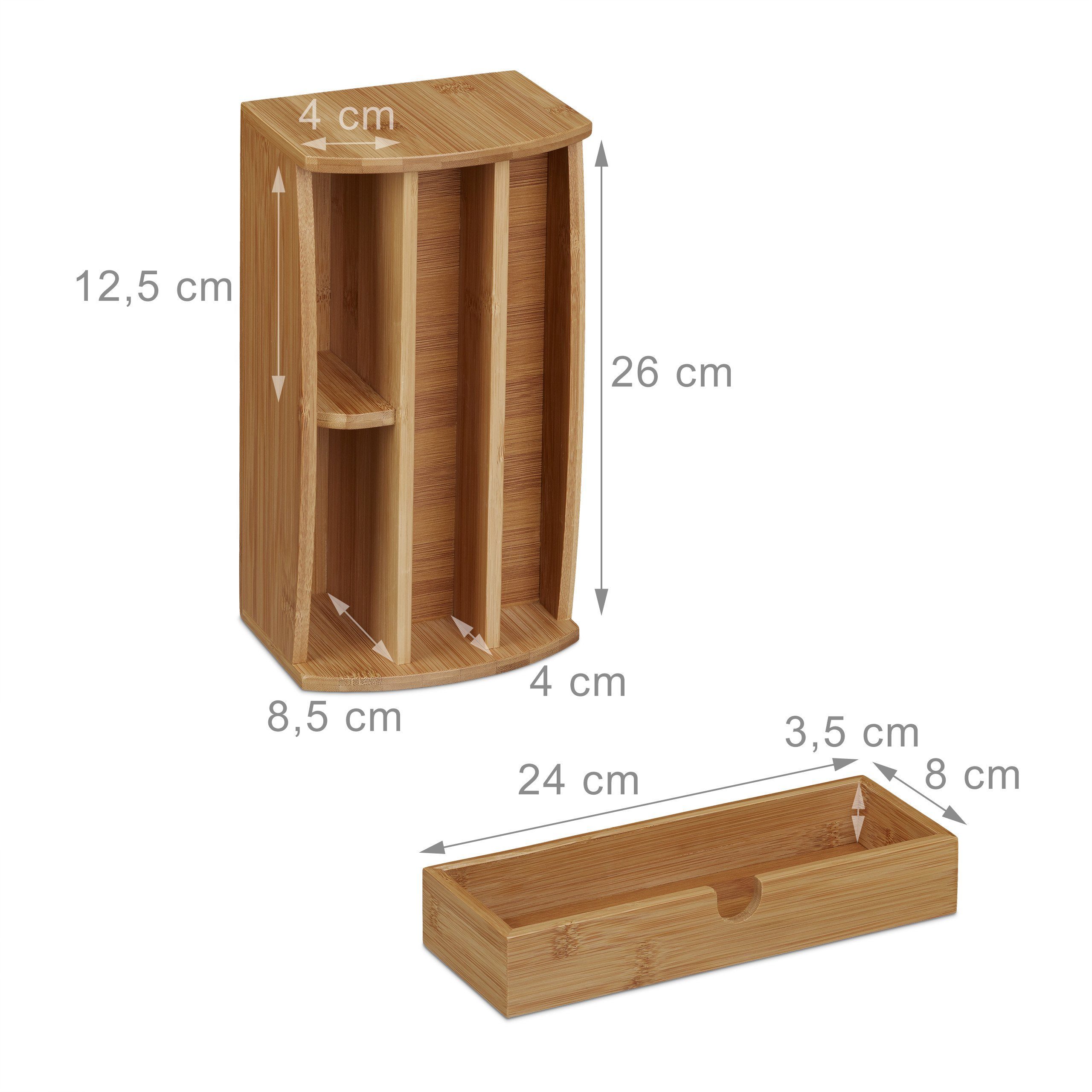 relaxdays Schreibtischaufsatz Schublade Schreibtischorganizer Bambus