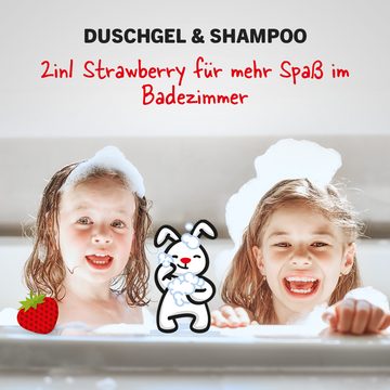 sanosan Haarshampoo 400 ml 2in1 Duschgel & Haar Shampoo Erdbeere für Kinder & Baby, 1-tlg.