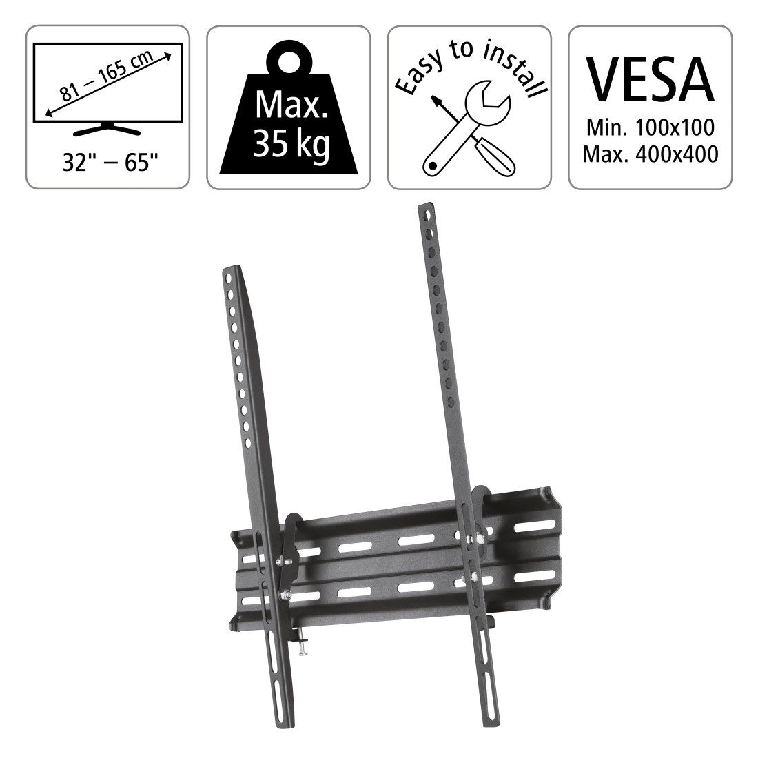 Hama TV-Wandhalterung Wandhalterung (neigbar, VESA 400x400, 32"- 65), (bis 65 Zoll)