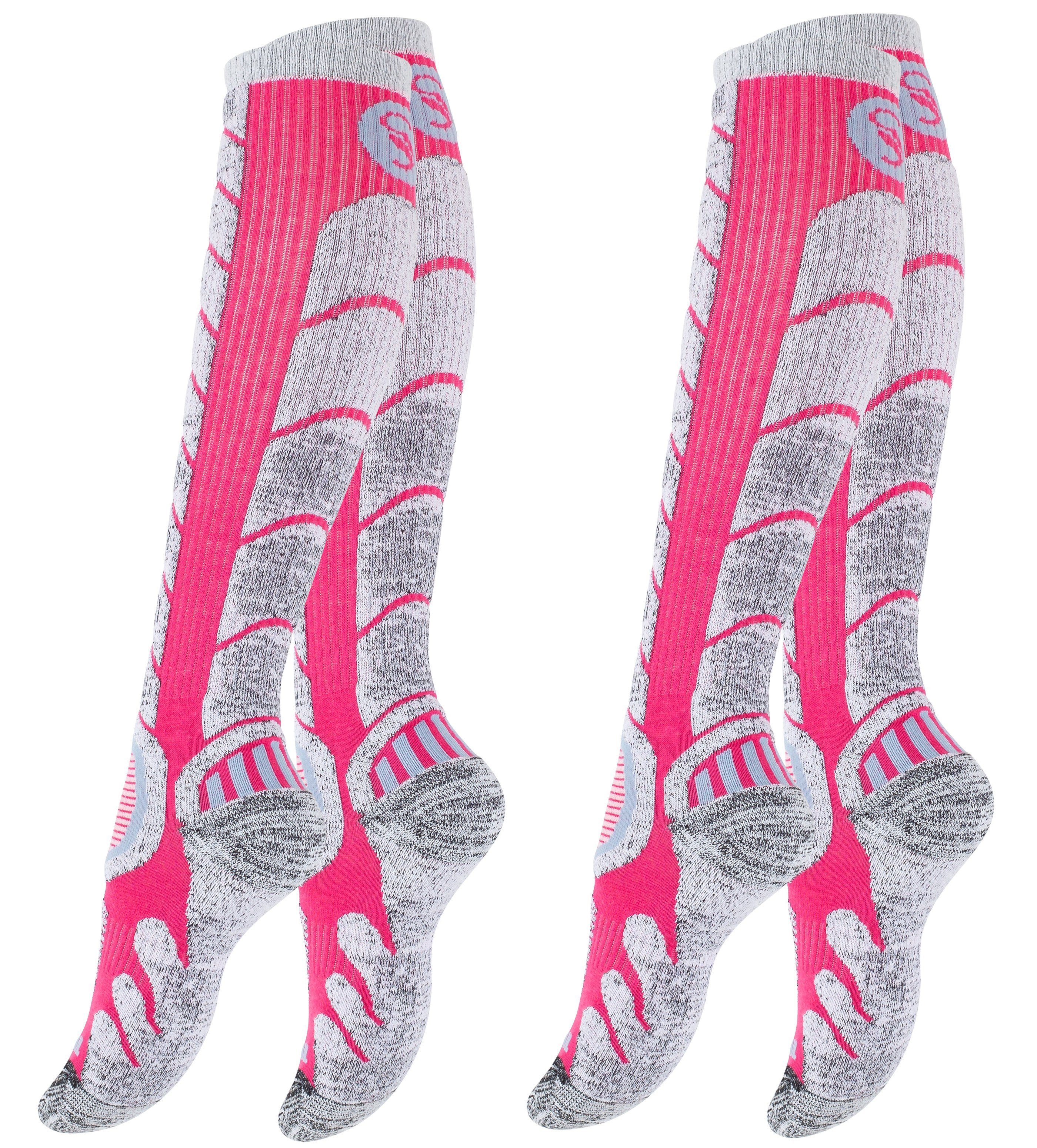 Skisocken 2 Socken Paar Spezialpolsterung, Paar Pink Ski Snowboard Stark & 2 mit Soul®