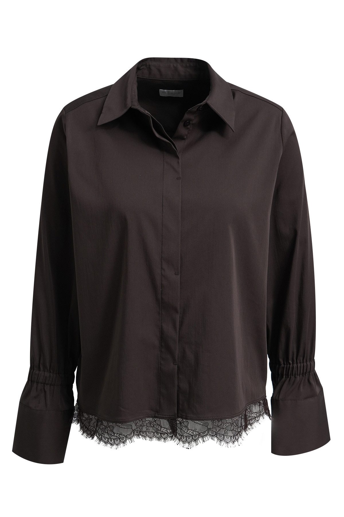 Milano Italy Hemdbluse Milano Italy Damenbluse mit Spitzenbesatz (1-tlg)