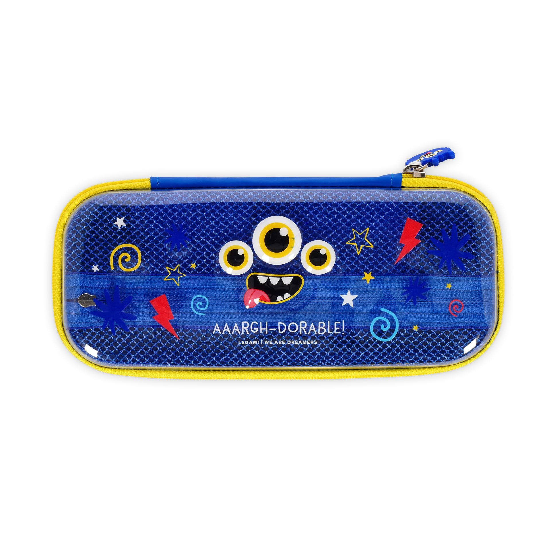 Legami Federmäppchen Federmäppchen Monster Motiv mit 2 Fächern, 23 x 11 x 5 cm, Innenfach mit Netzstoff, Reißverschluss, Stifthalter innen
