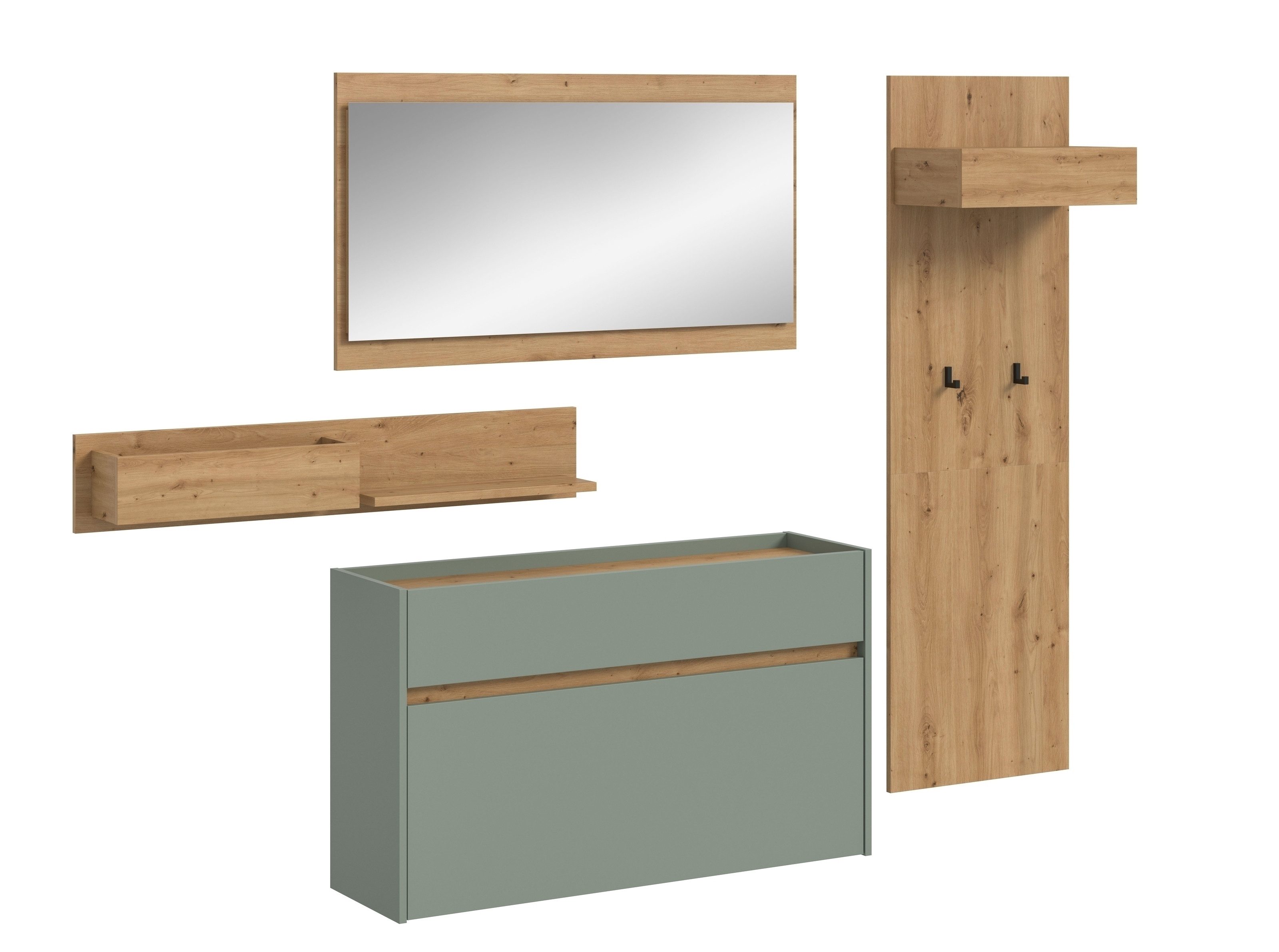 freiraum Garderoben-Set Drive, in Salbei - 192x205x32cm (BxHxT)