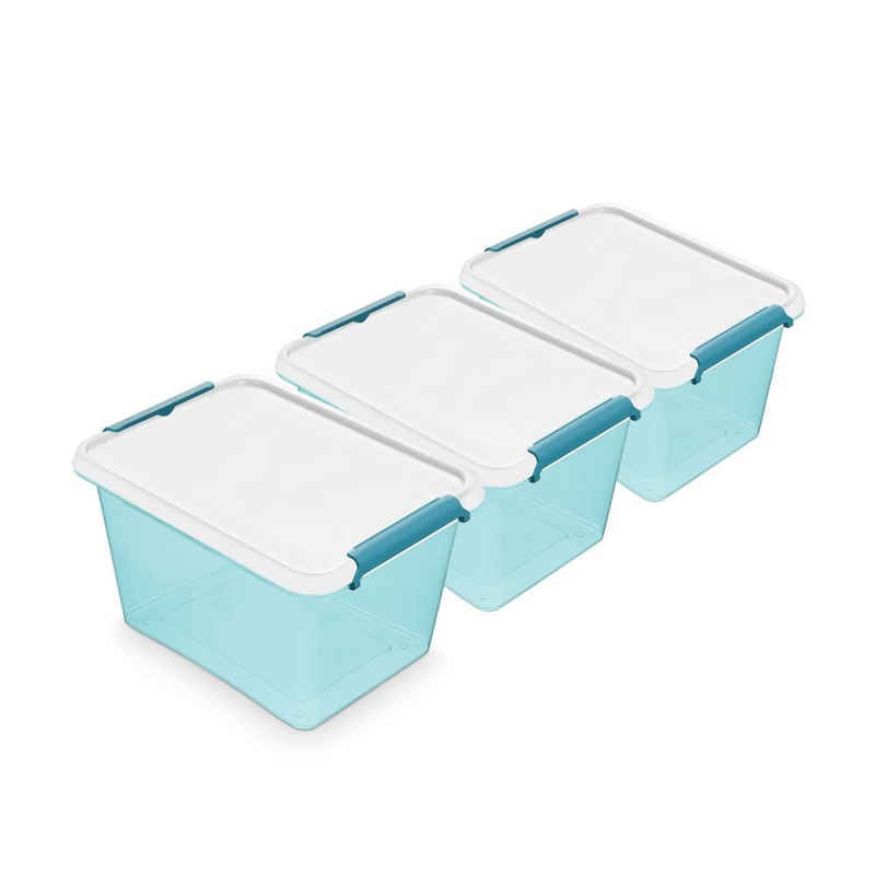 Kreher Aufbewahrungsbox Boxen-Set "ARCTIC BLUE" (3 x 15,5 Liter) in Blau (3er- Set)