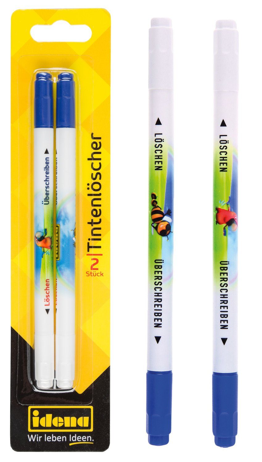 Idena Tintenkiller Idena 509047- Tintenlöscher, 1 Korrektur- und 1 Schreibspitze, 2 Stück