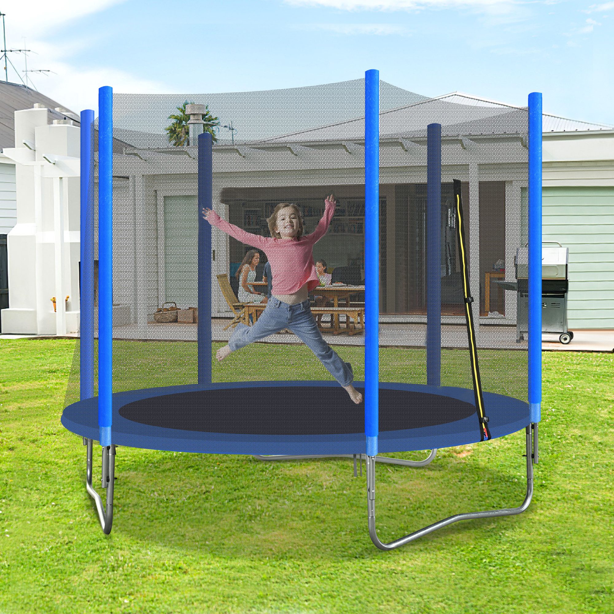 Flieks Gartentrampolin, Ø 246 cm, 8 FT mit Sicherheitsnetz tragend 50kg