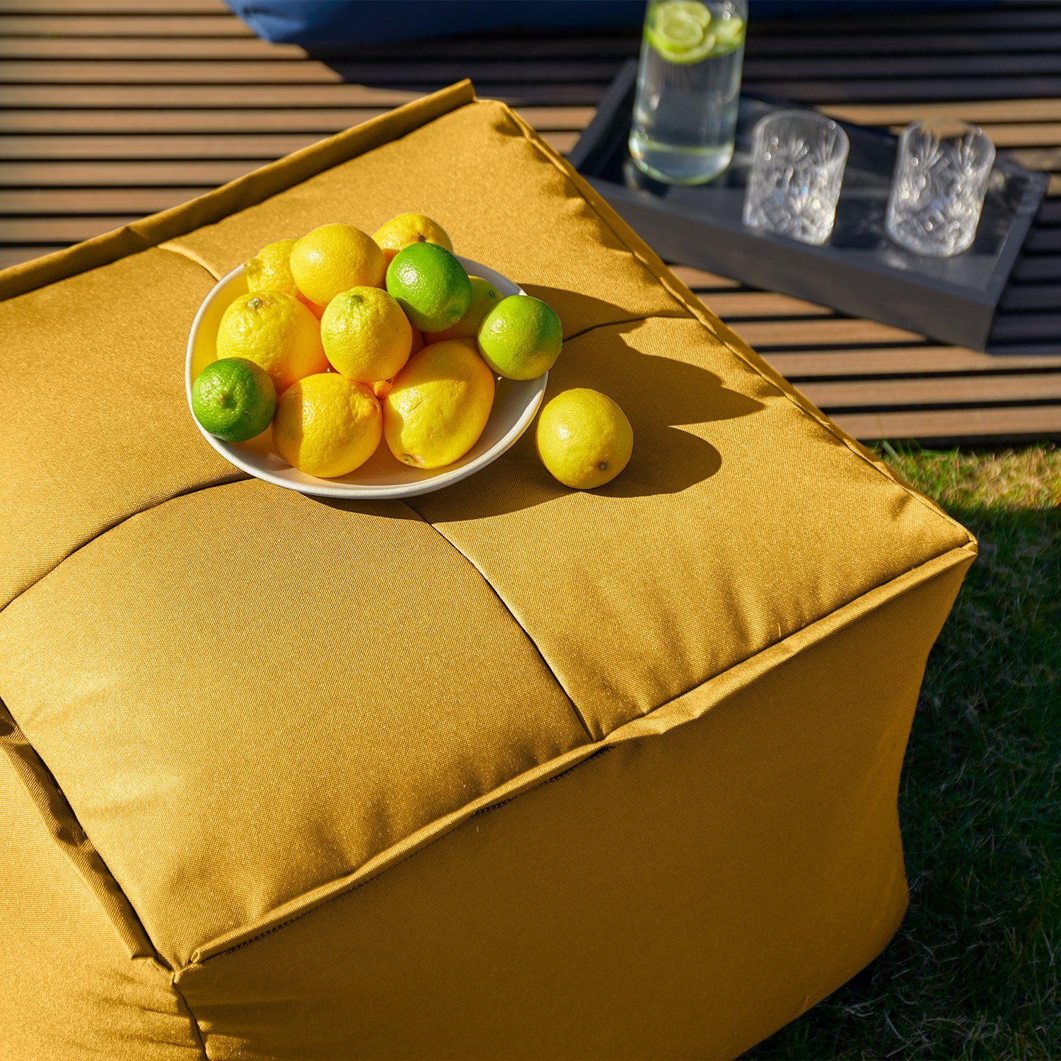 senfgelb outdoor individuell kombinierbar Bezug wasserfest In- abnehmbarer Loungeset mit Modularen Sofa Sessel erweiterbar System, waschbar & Lumaland dem