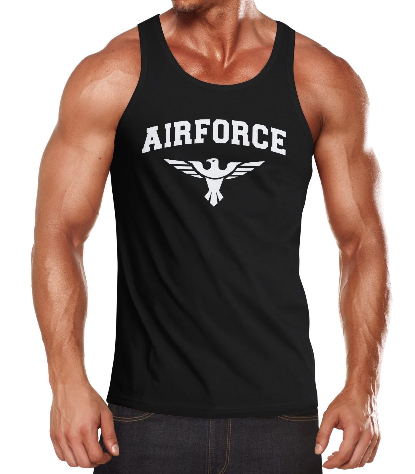 Neverless Tanktop Herren Tank-Top Airforce US Army Adler Militär Muskelshirt Muscle Shirt Neverless® mit Print schwarz