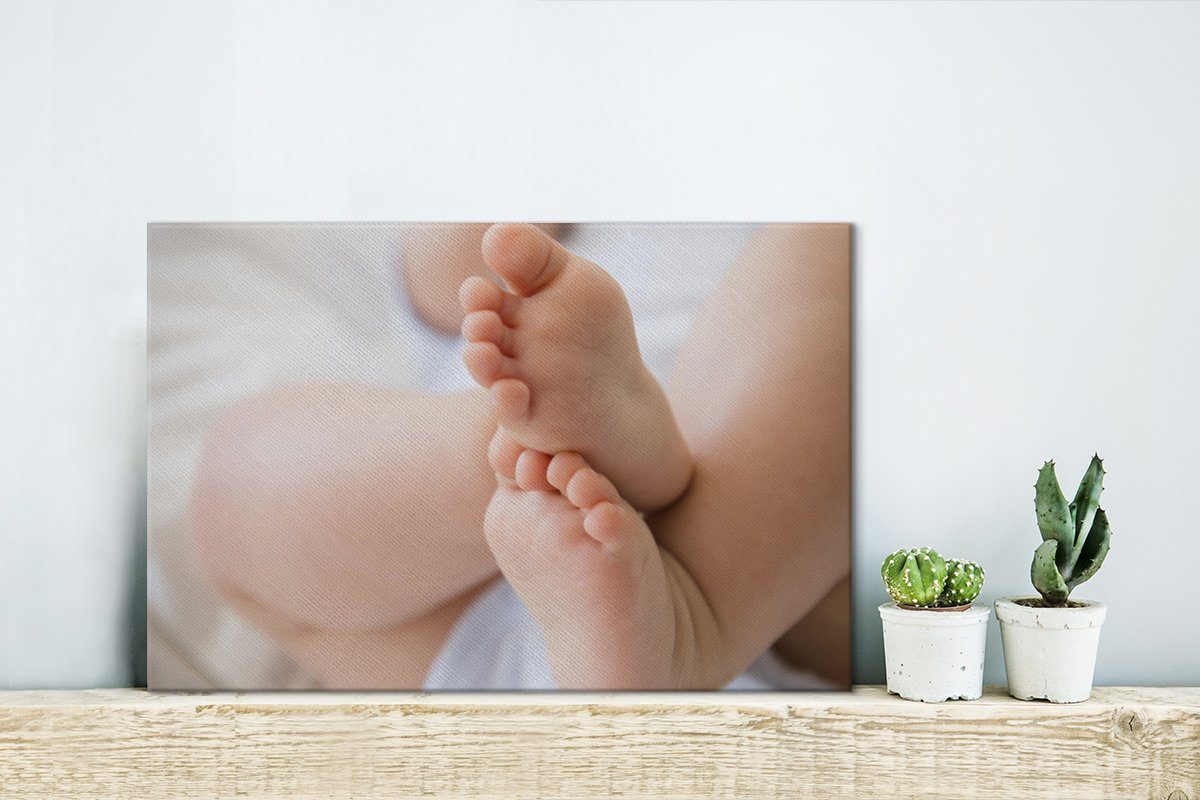 Wandbild Aufhängefertig, Wanddeko, cm Babys, (1 Füße Leinwandbilder, eines OneMillionCanvasses® Die 30x20 Leinwandbild St),