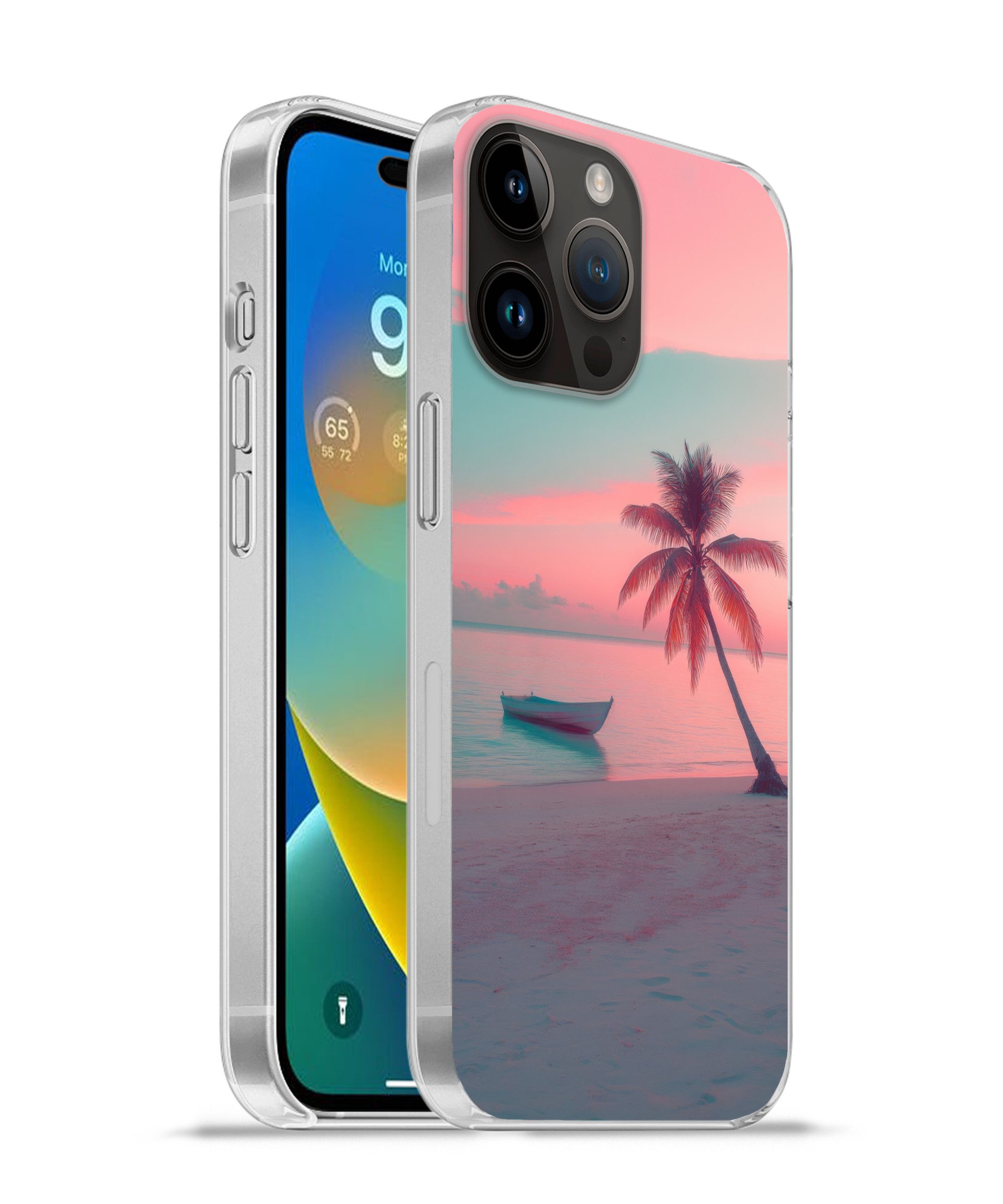 MuchoWow Handyhülle für Apple iPhone 14 Pro Meer - Boot - Sonnenuntergang, Smartphone-Bumper, Print, Handy Schutzhülle Dünn