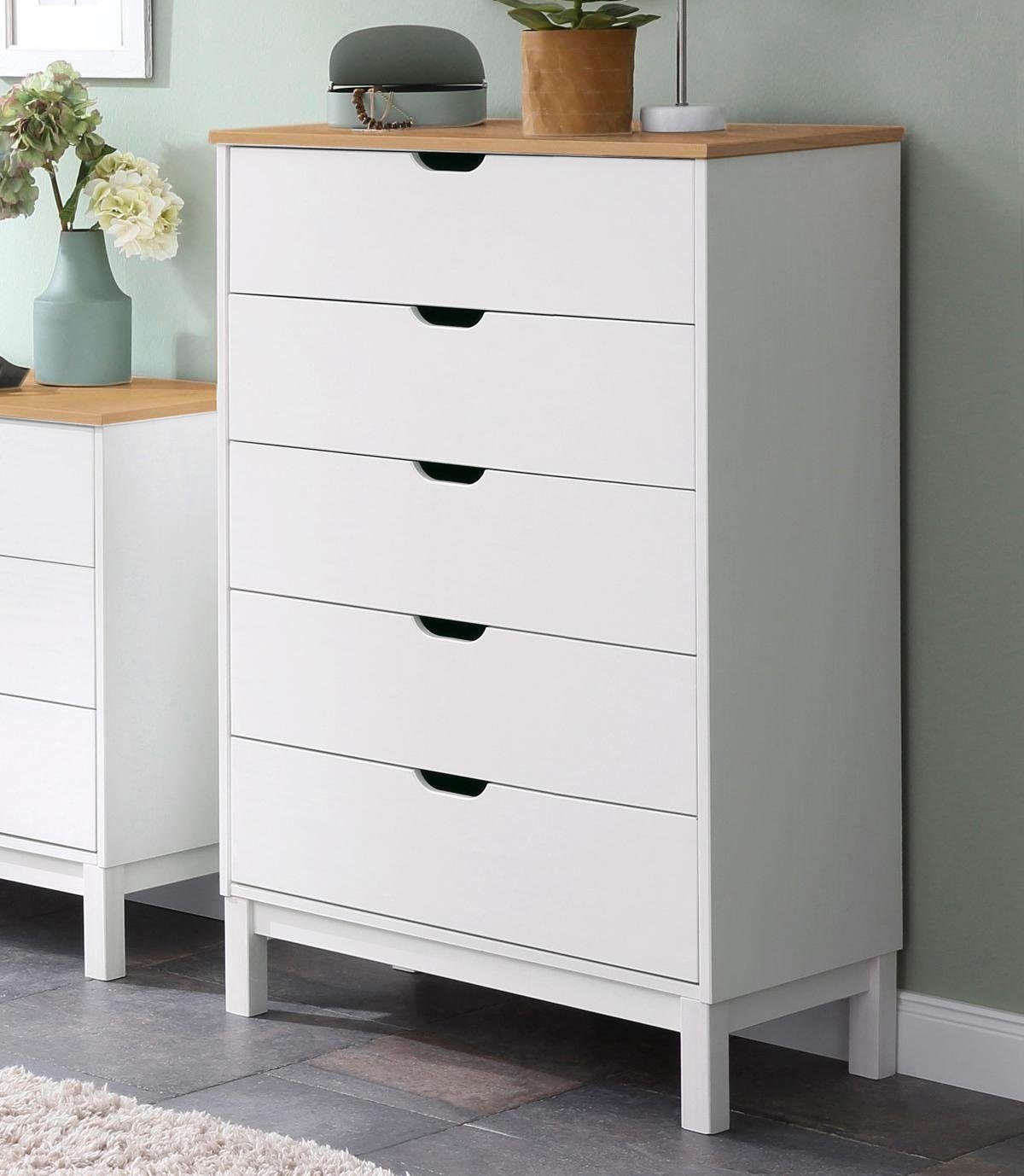 OTTO home Kommode Post, massives Kiefernholz, mit vielen Stauraummöglichkeiten, Breite 76 cm