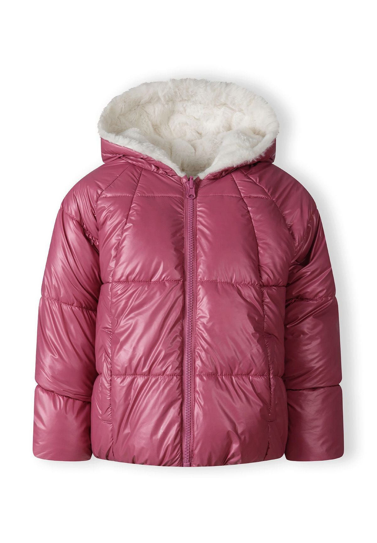 MINOTI Wendejacke für Mädchen mit Kapuze weiße Plüschseite